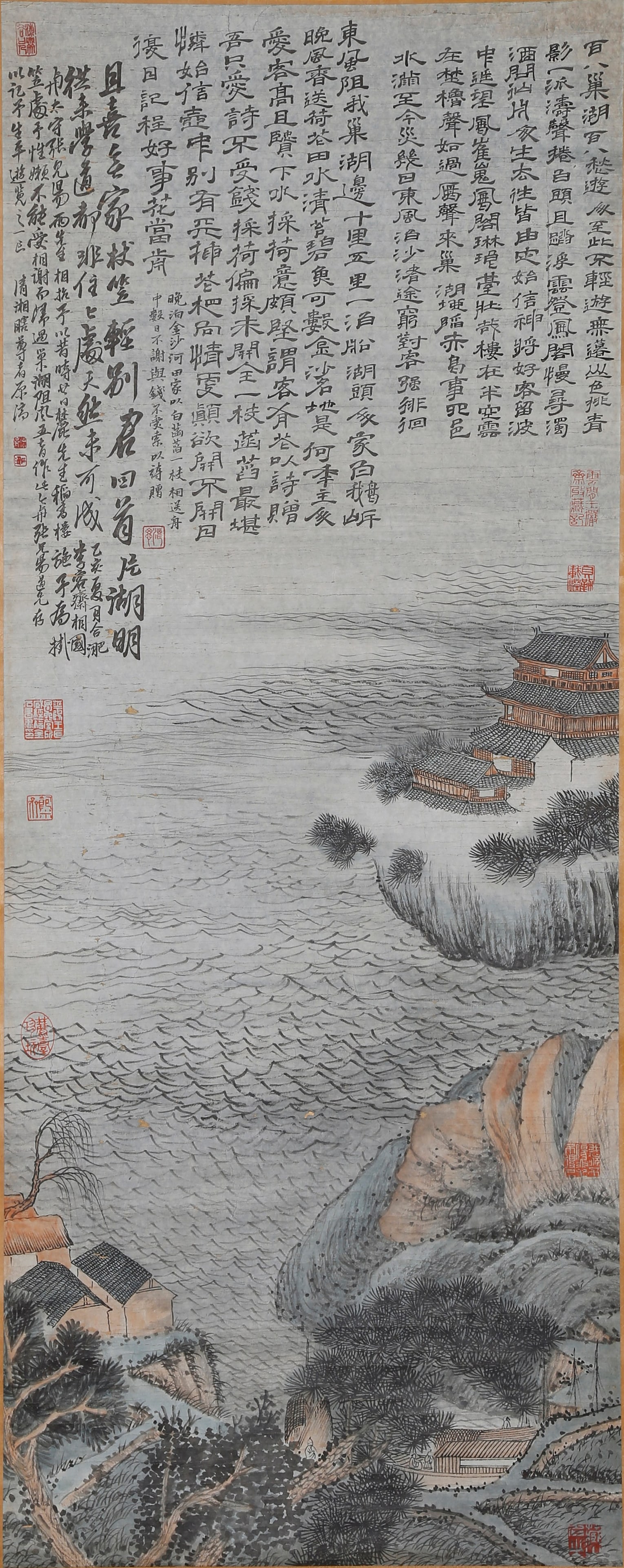 A LANDSCAPE PAINTING ON PAPER BY SHITAO.石濤: Landscape Painting on Paper by Shitao.石濤