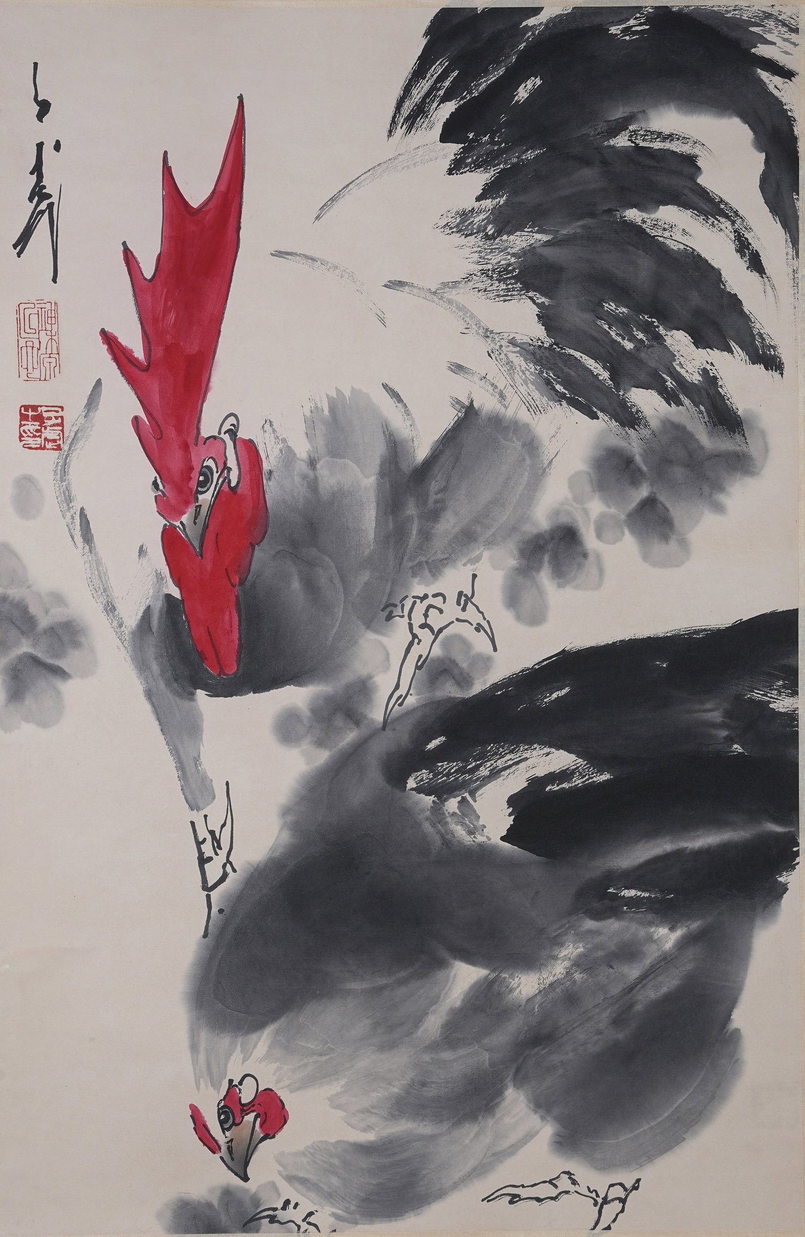 A ROOSTER PAINTING ON PAPER BY WANG ZIWU.王子武 (1 of 8)