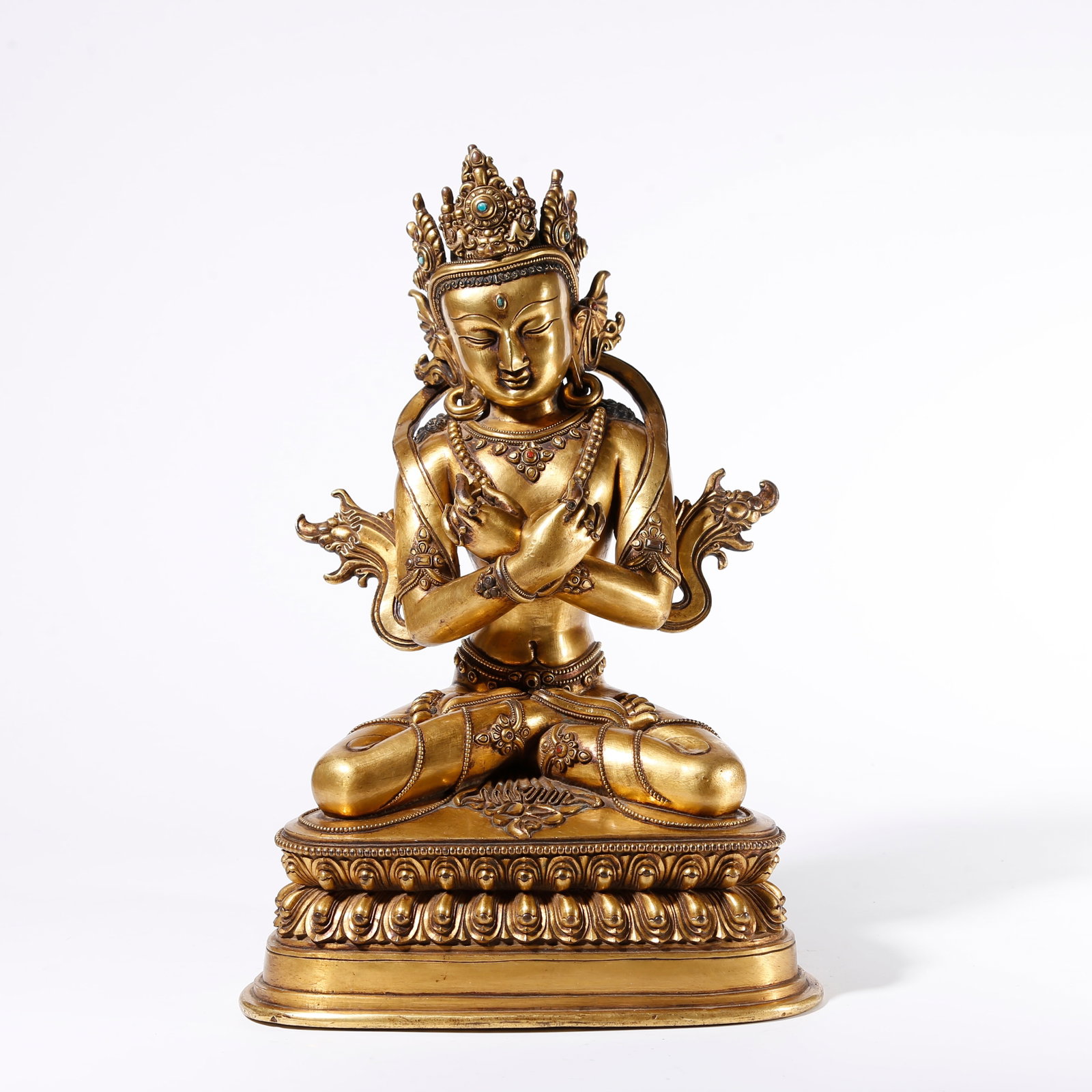 A GILT BRONZE STATUE OF VAJRADHARA: Gilt Bronze Statue of Vajradhara
