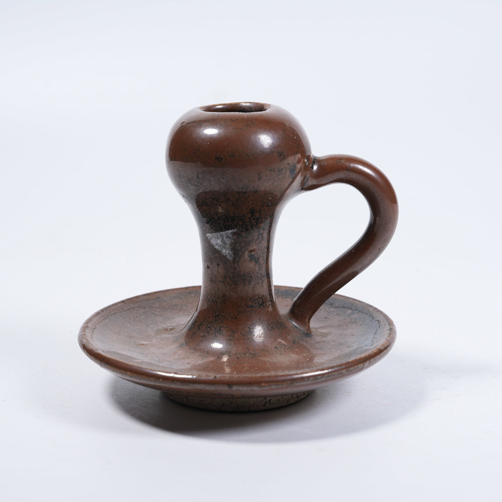 A PURPLE GOLD GLAZE OIL LAMP (1 of 9)