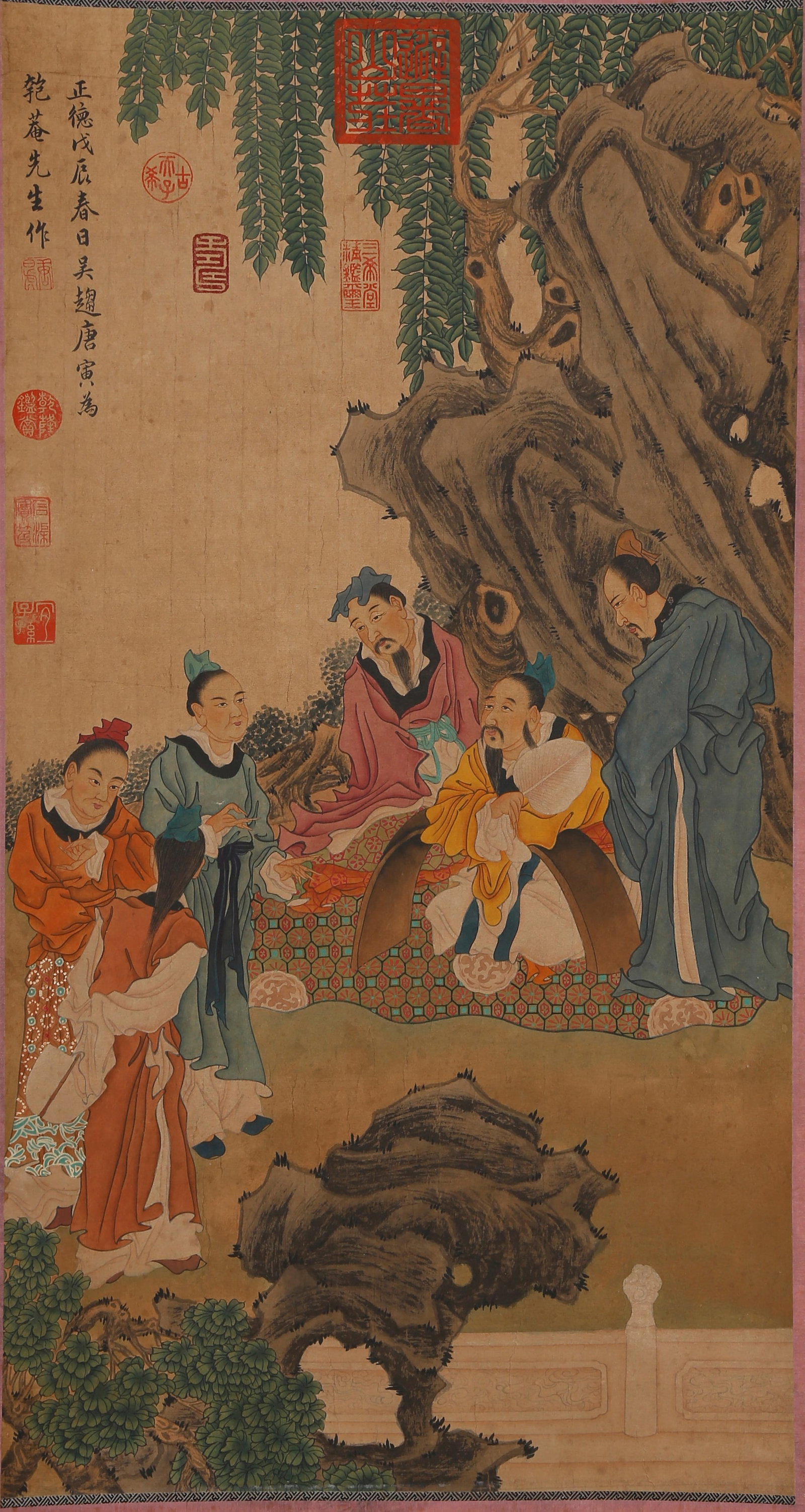 A FIGURE PAINTING ON PAPER BY TANG YIN.唐寅: Figure Painting on Paper by Tang Yin.唐寅