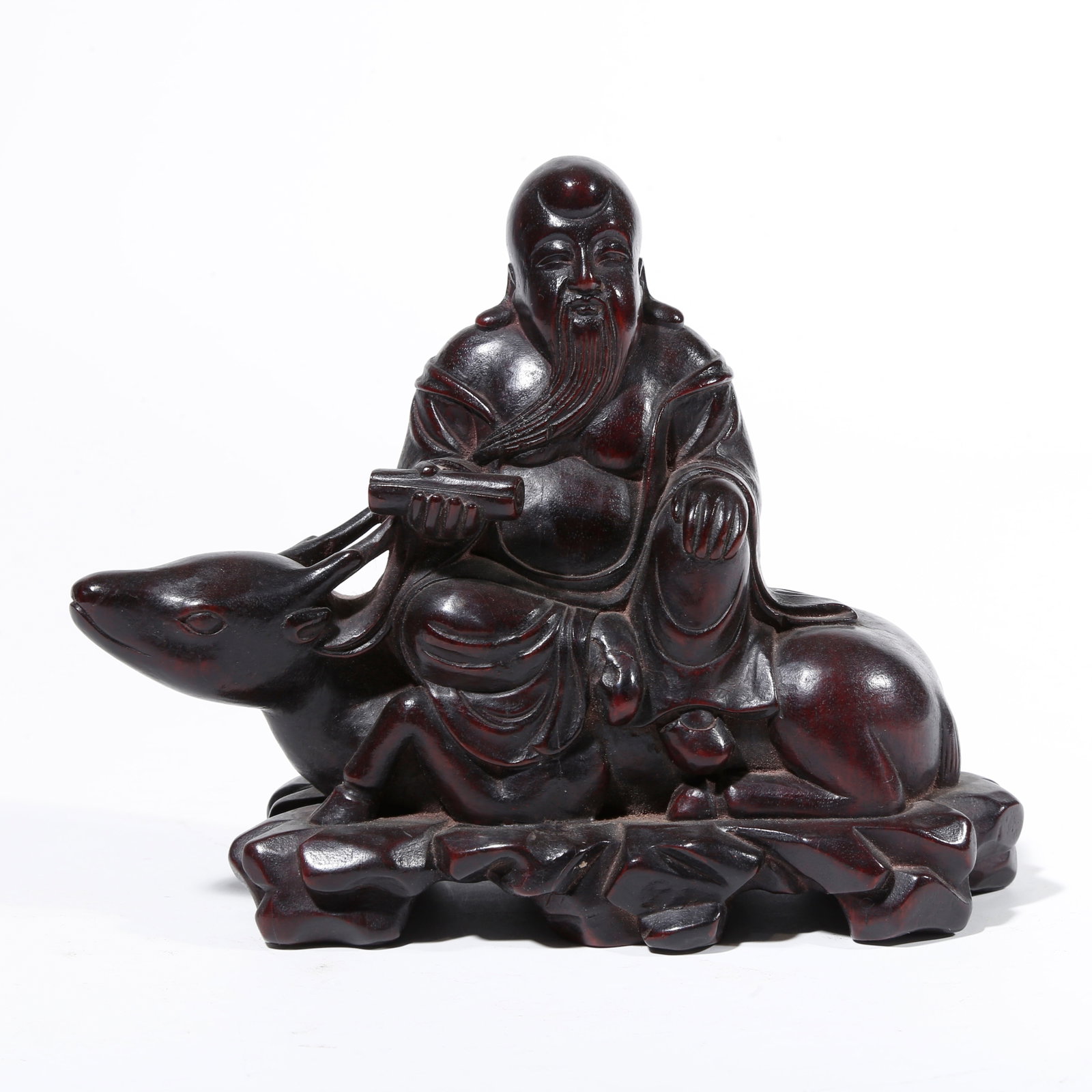 A RED SANDALWOOD CARVED FIGURE STATUE: Red Sandalwood Carved Figure Statue
