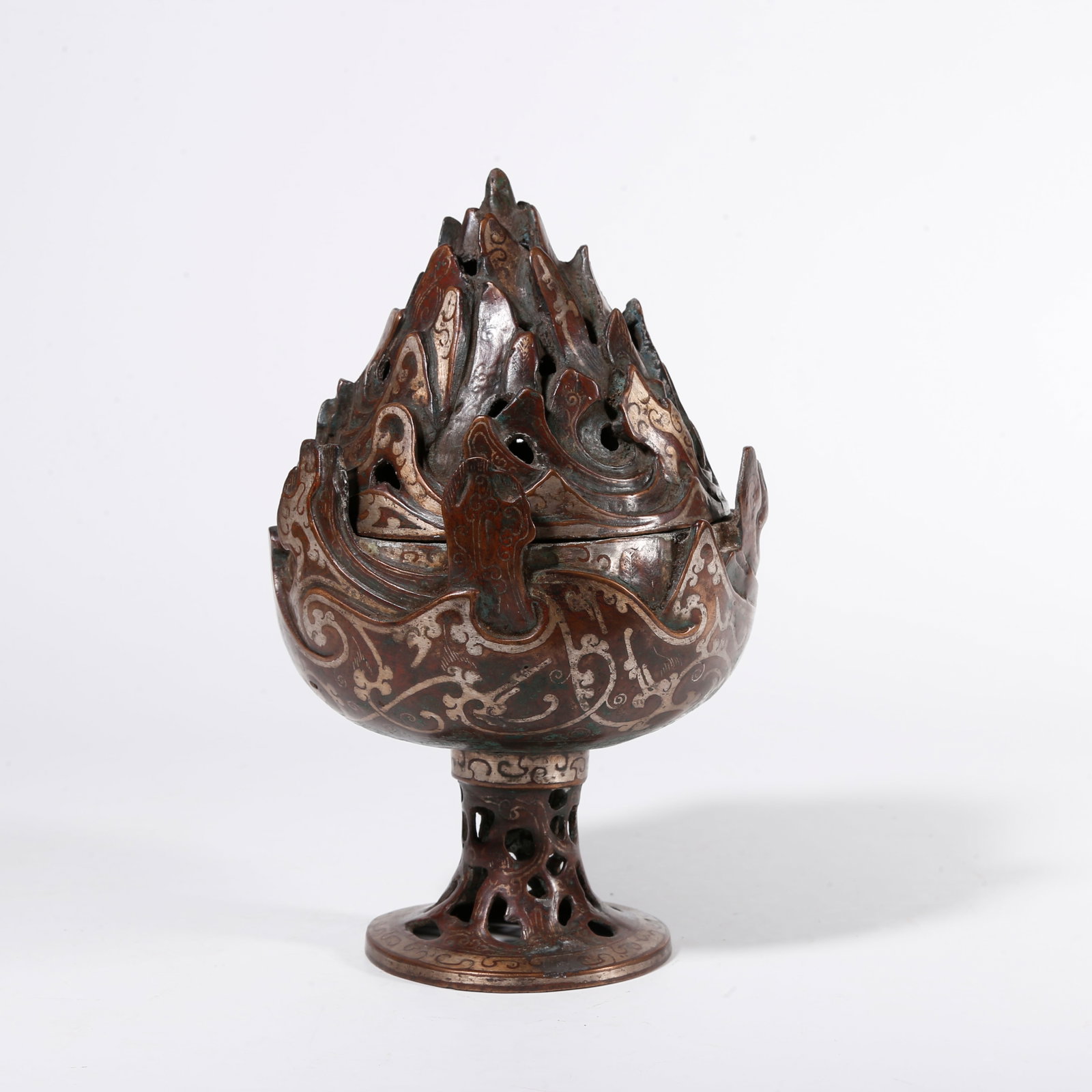 A BRONZE BOSHAN CENSER WITH GOLD INLAY (1 of 10)