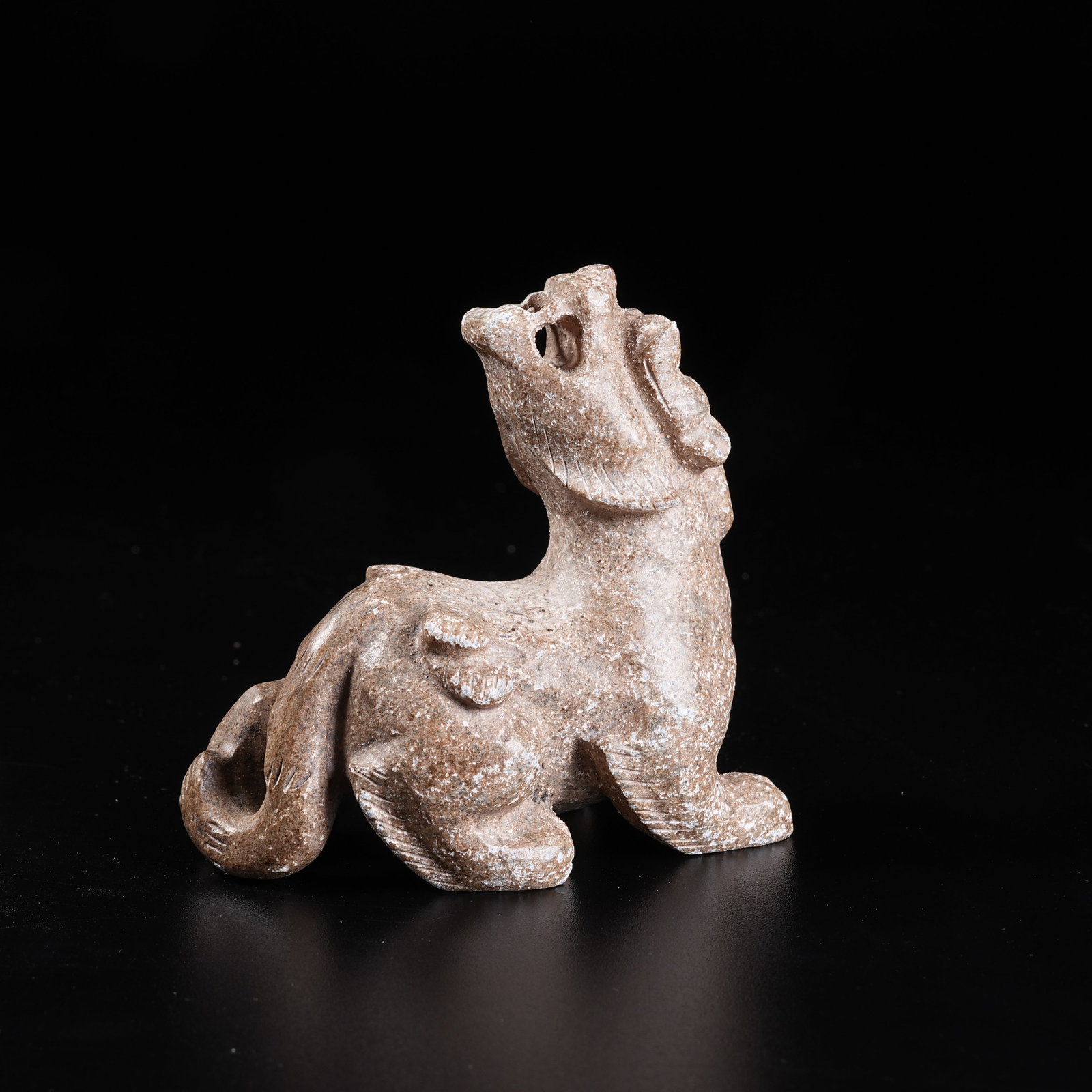 A ANCIENT JADE DIVINE BEAST ORNAMENT: Ancient Jade Divine Beast Ornament