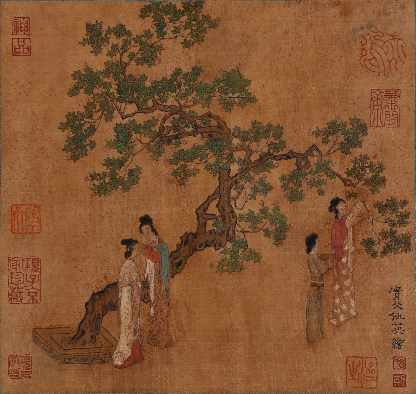 A MOUNTED UNFRAMED NARRATIVE FIGURE PAINTING ON SILK BY QIU YING.仇英 (1 of 8)
