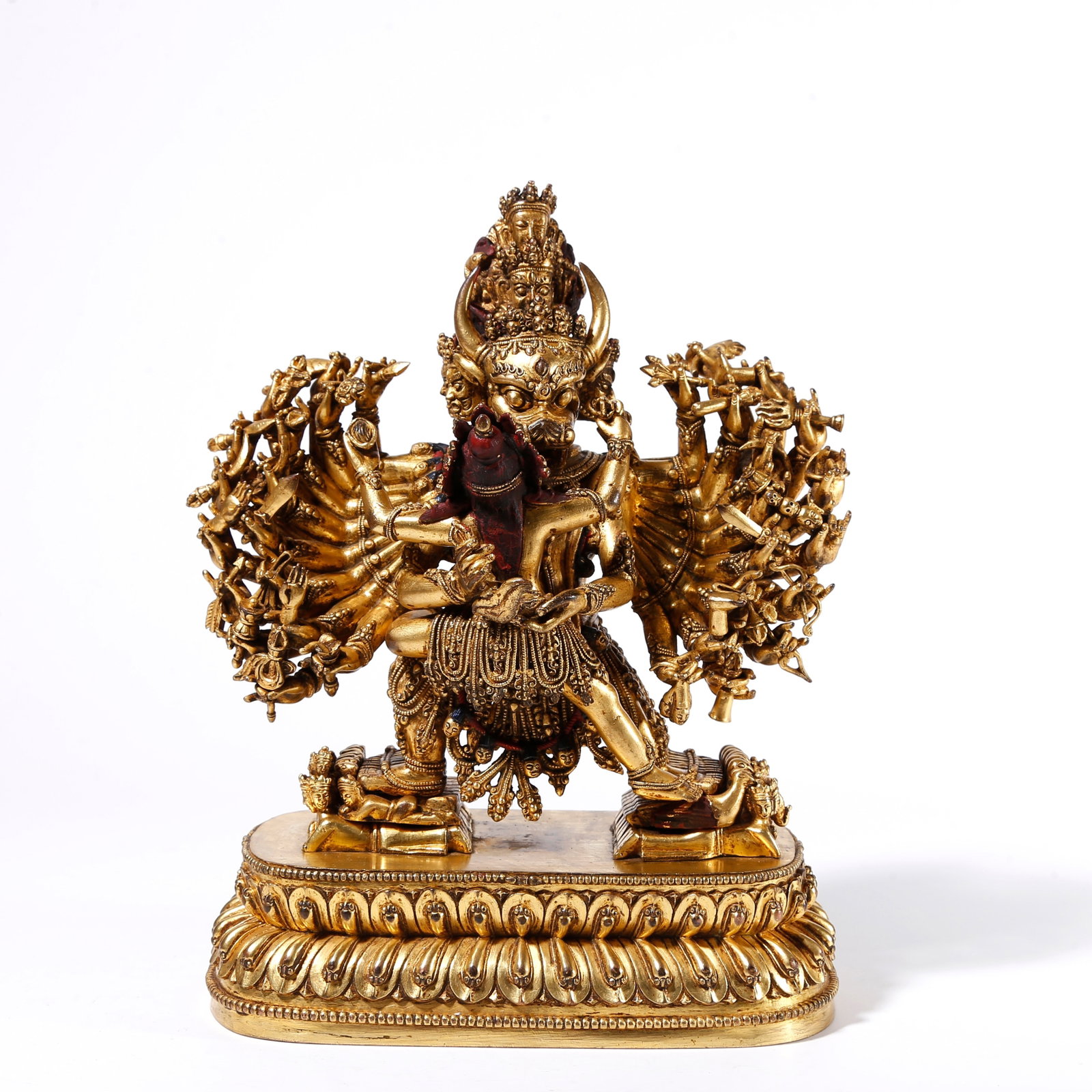 A GILT BRONZE YAB-YUM STATUE OF YAMANTAKA (1 of 9)