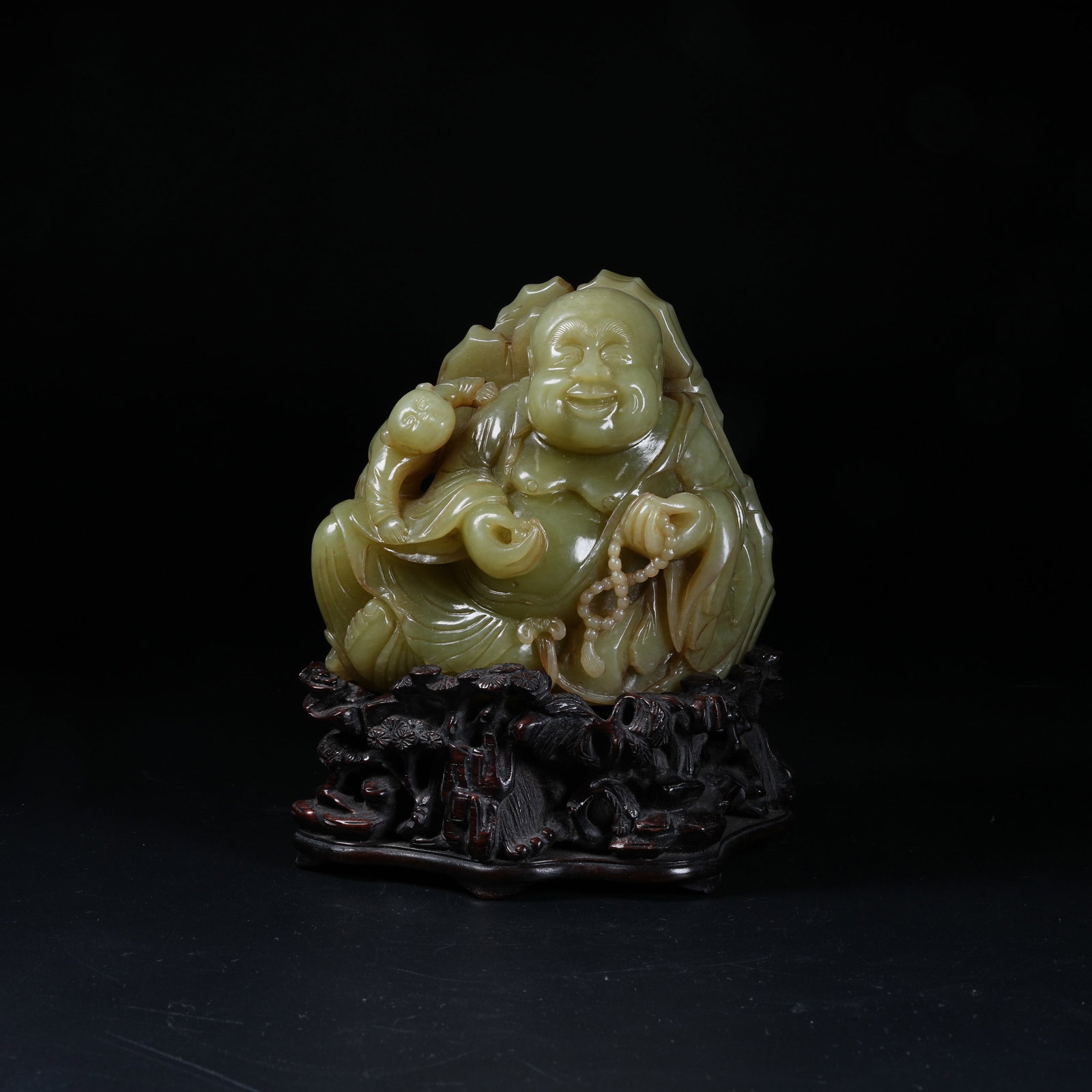 A MAITREYA MOUNTAIN ORNAMENT OF HETIAN TOPAZ: Maitreya Mountain Ornament of Hetian Topaz