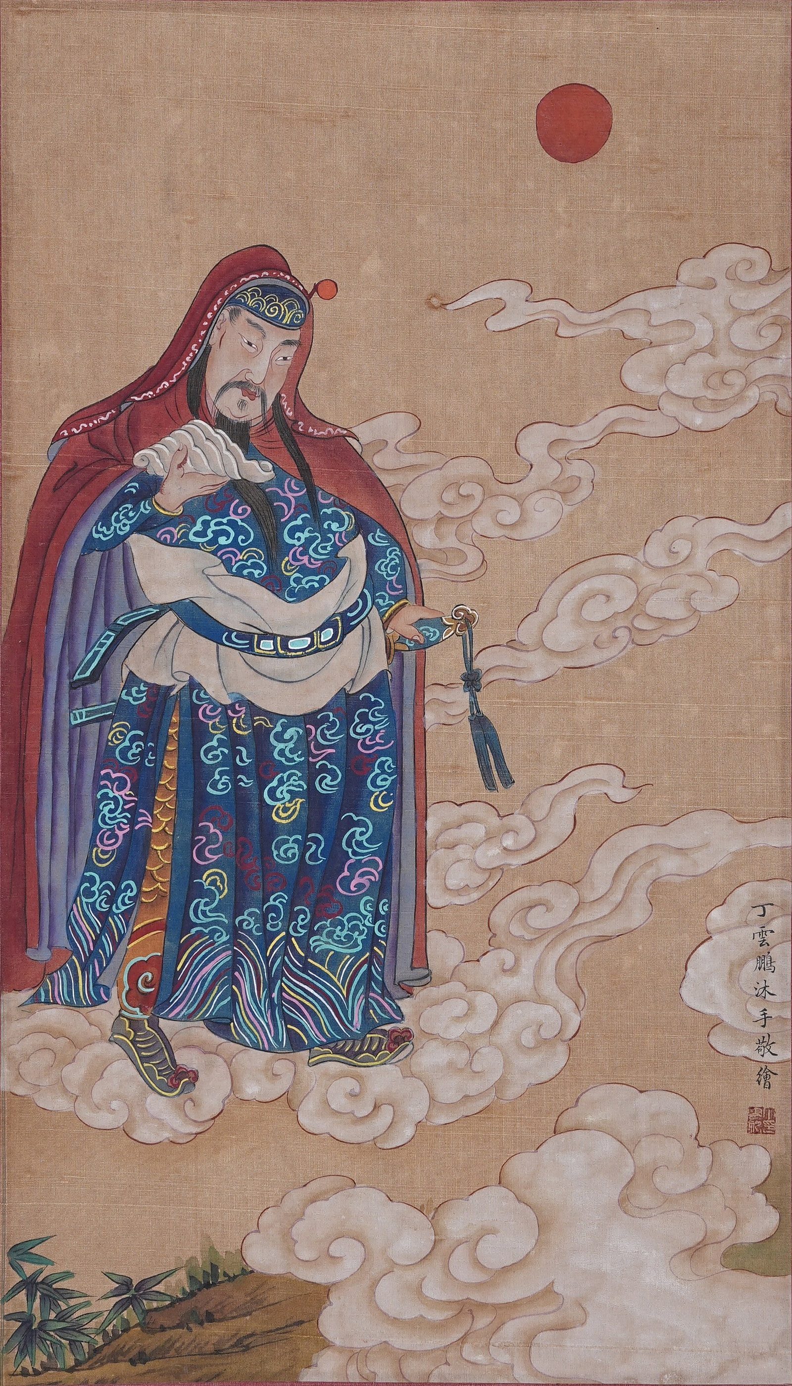 A FIGURE PAINTING ON SILK BY DING YUNPENG.丁雲鵬: Figure Painting on Silk by Ding Yunpeng.丁雲鵬