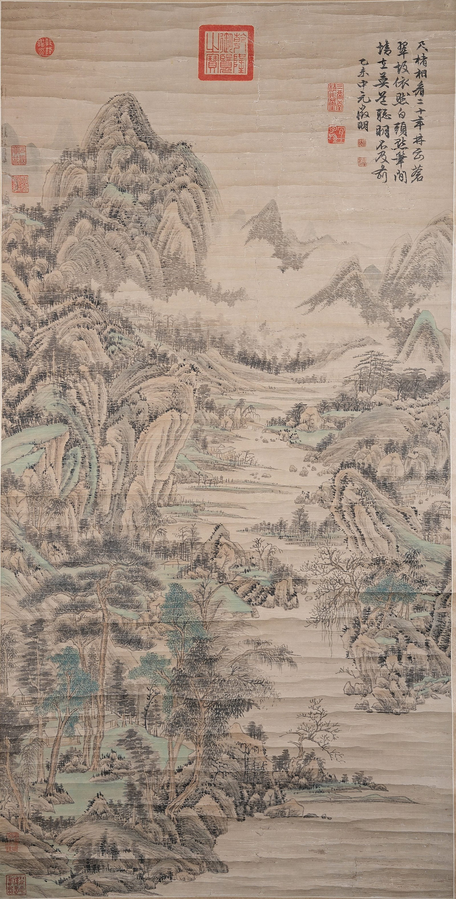 A LANDSCAPE PAINTING ON PAPER BY WEN ZHENGMING.文徵明 (1 of 10)