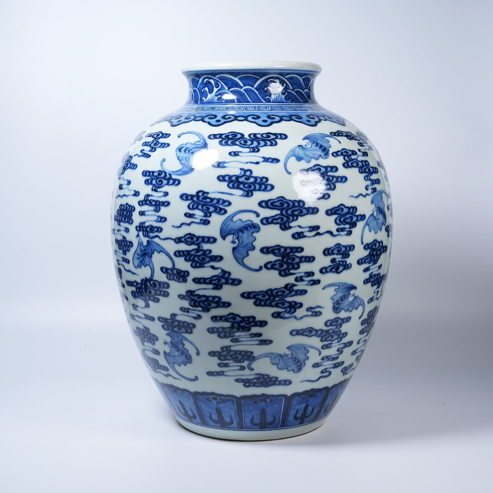 A LARGE BLUE AND WHITE JAR WITH BOUNDLESS BLESSINGS MOTIFS (1 of 9)