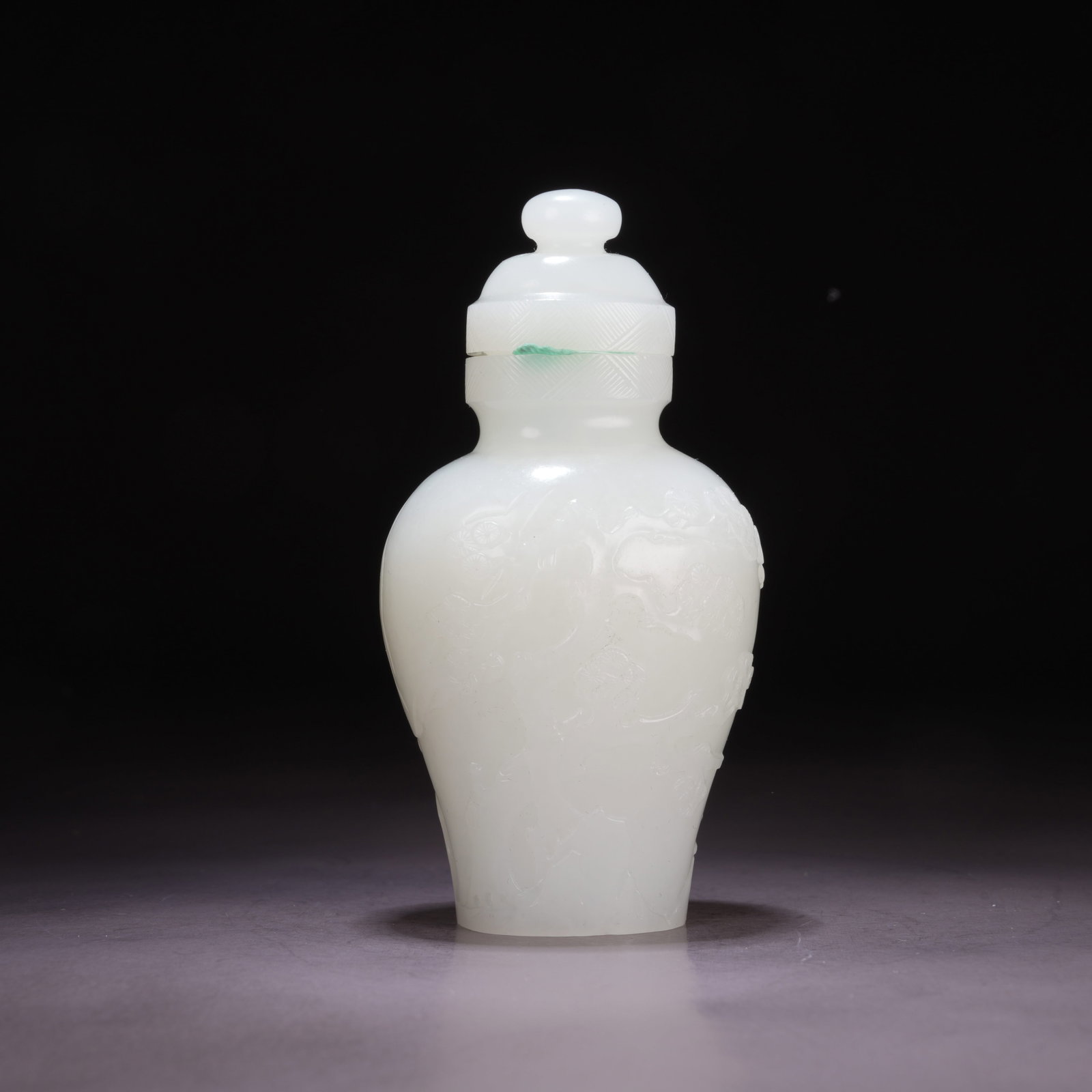 A HETIAN WHITE JADE COVERED VASE WITH "THREE FRIENDS OF WINTER" MOTIF: Hetian White Jade Covered Vase with "Three Friends of Winter" Motif