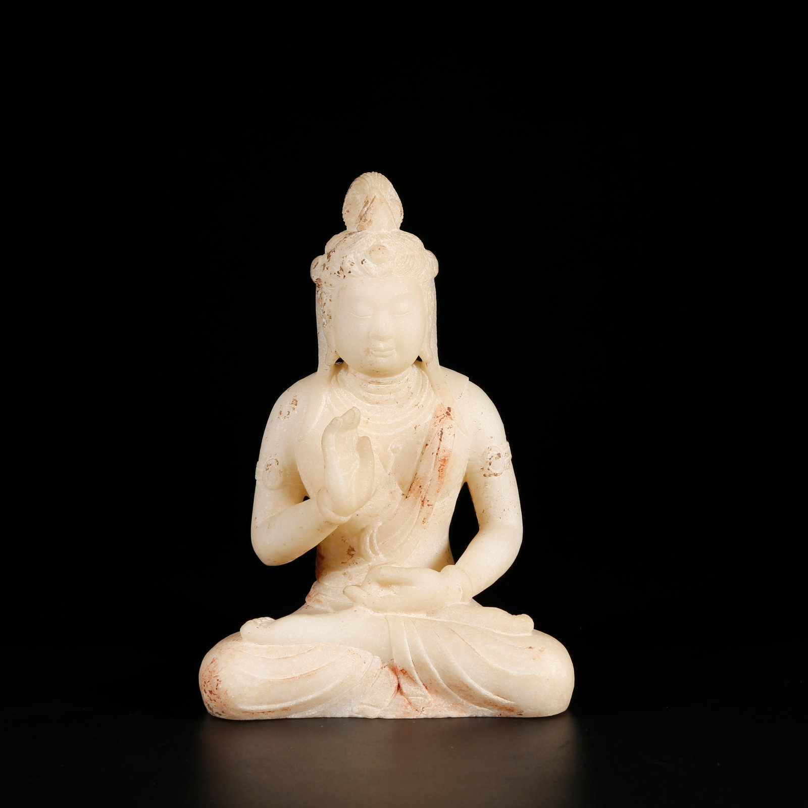 A WHITE MARBLE BUDDHA STATUE (1 of 9)