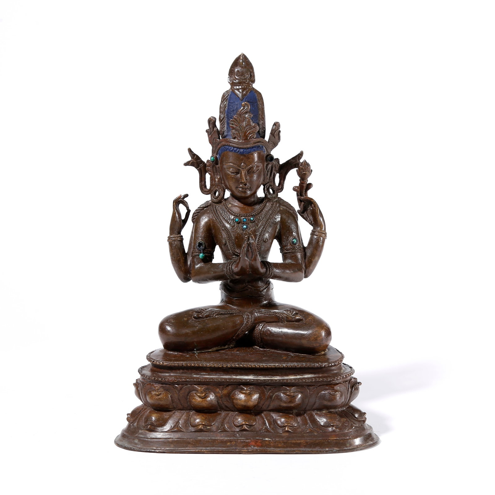 A BRONZE STATUE OF FOUR-ARMED AVALOKITESHVARA (1 of 11)