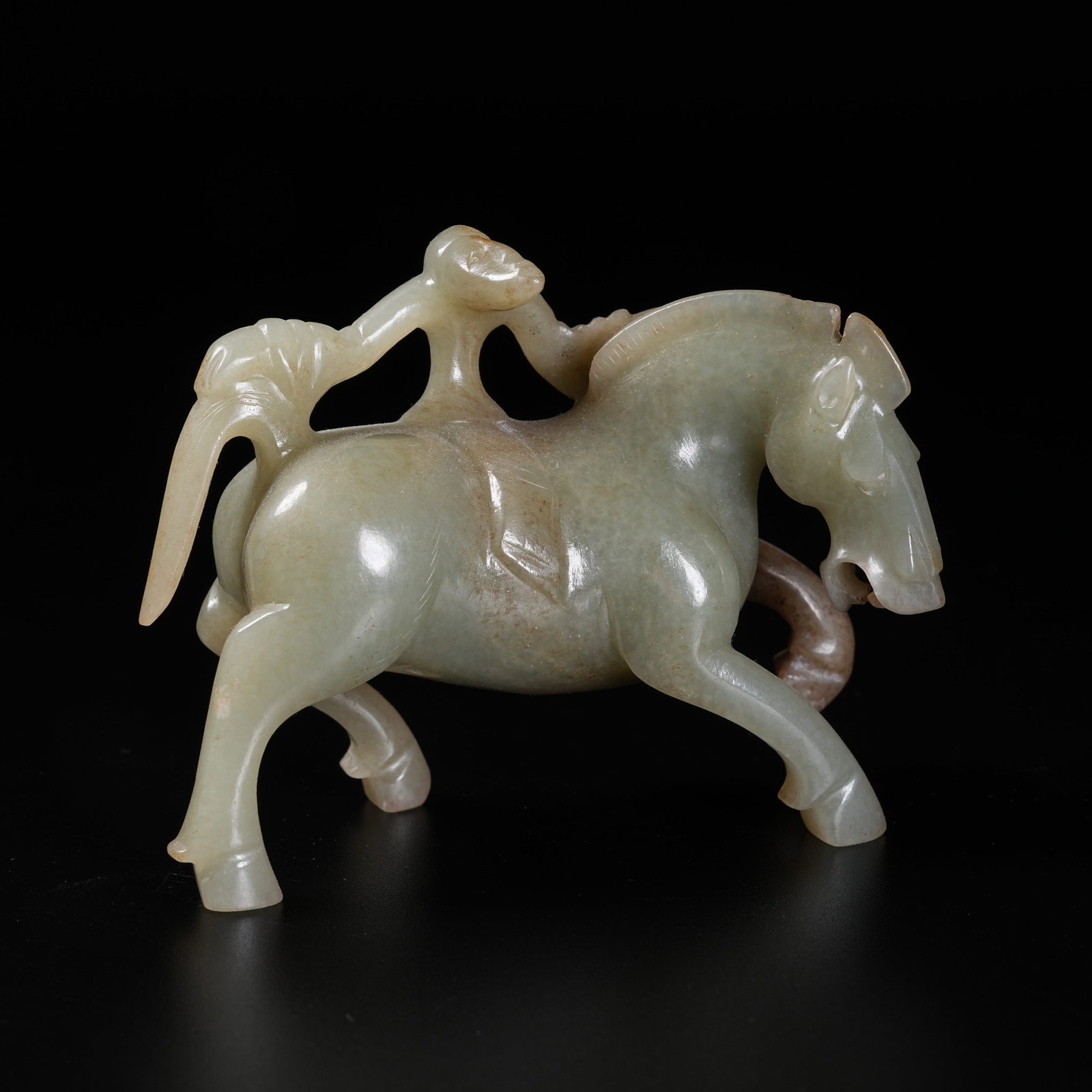 A ANCIENT JADE ORNAMENT OF HUMAN RIDING HORSE (1 of 9)