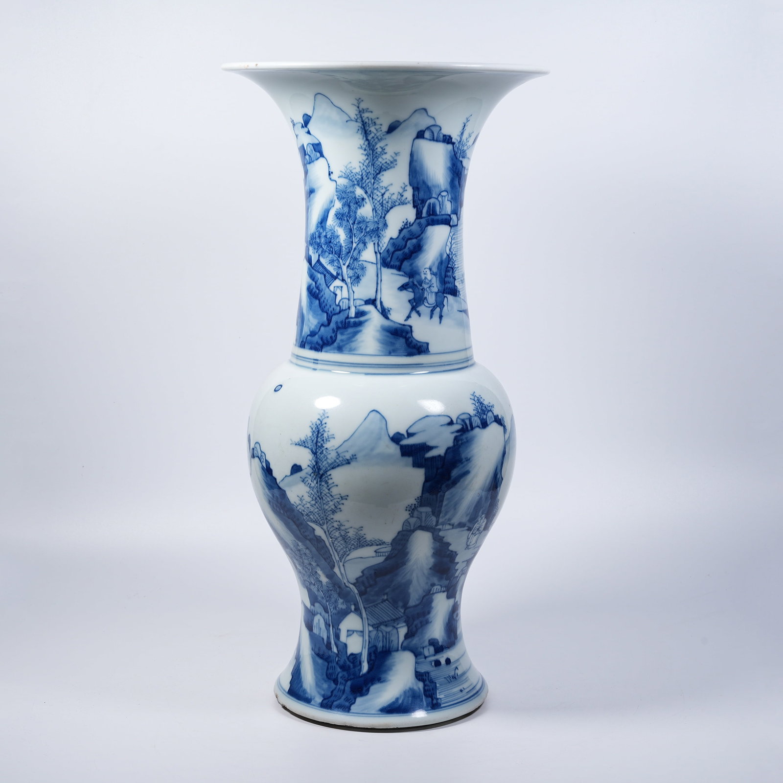A PHOENIX TAIL ZUN VASE WITH BLUE AND WHITE LANDSCAPE PATTERN (1 of 10)