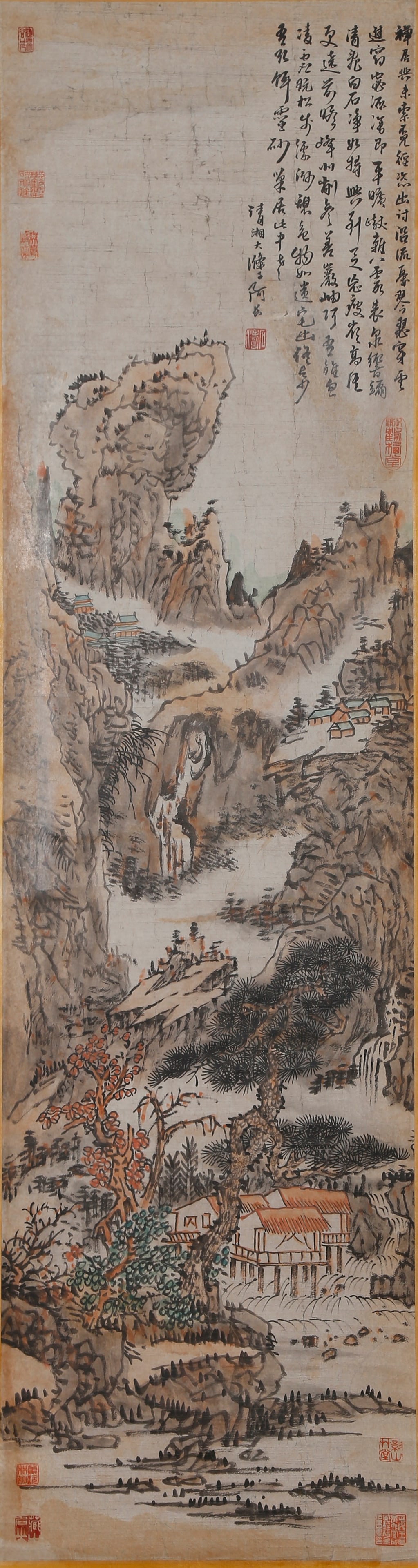 A LANDSCAPE PAINTING ON PAPER BY SHITAO.石濤: Landscape Painting on Paper by Shitao.石濤