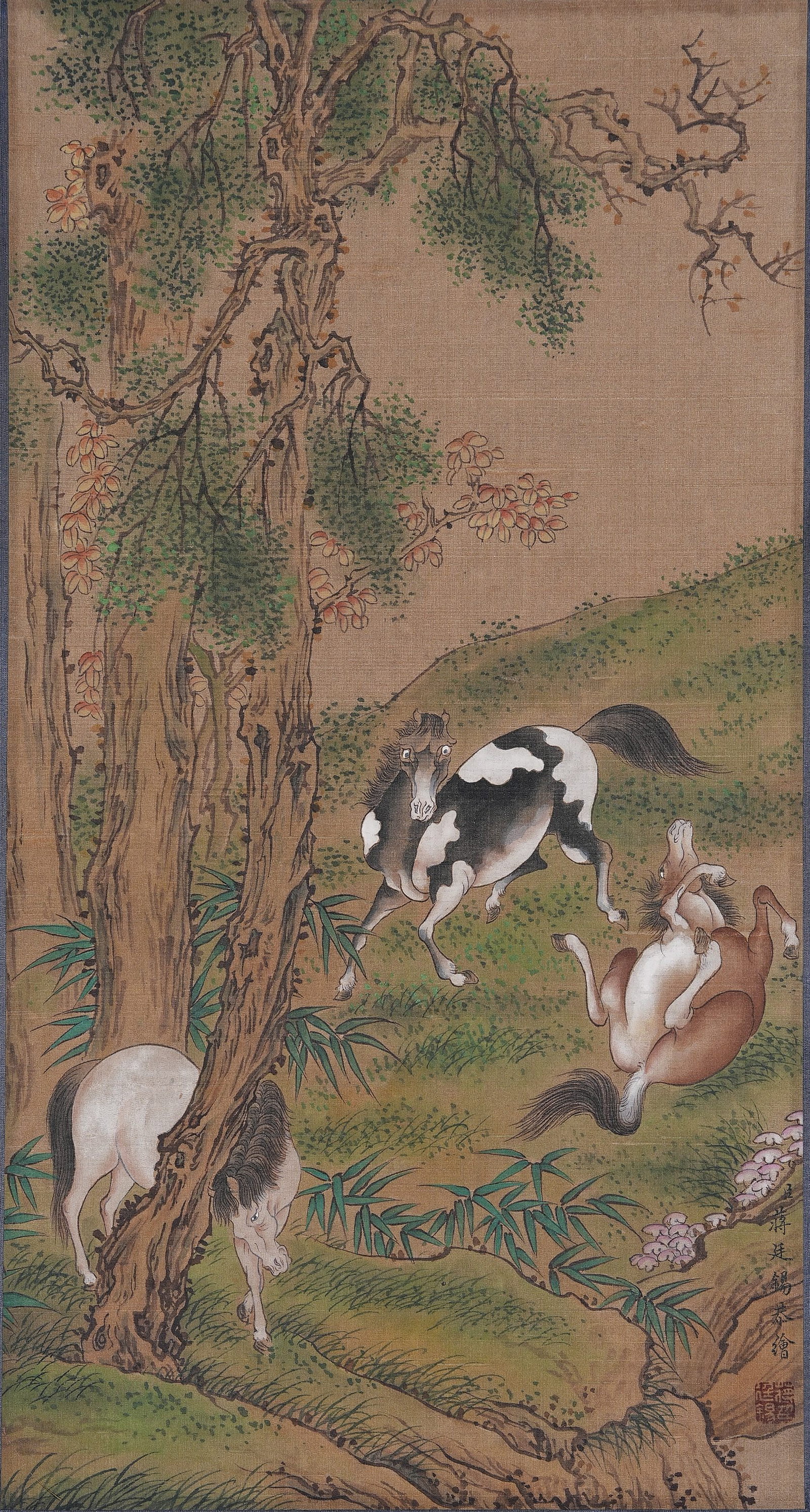 A STEED PAINTING ON SILK BY JIANG TINGXI.蔣廷錫 (1 of 8)