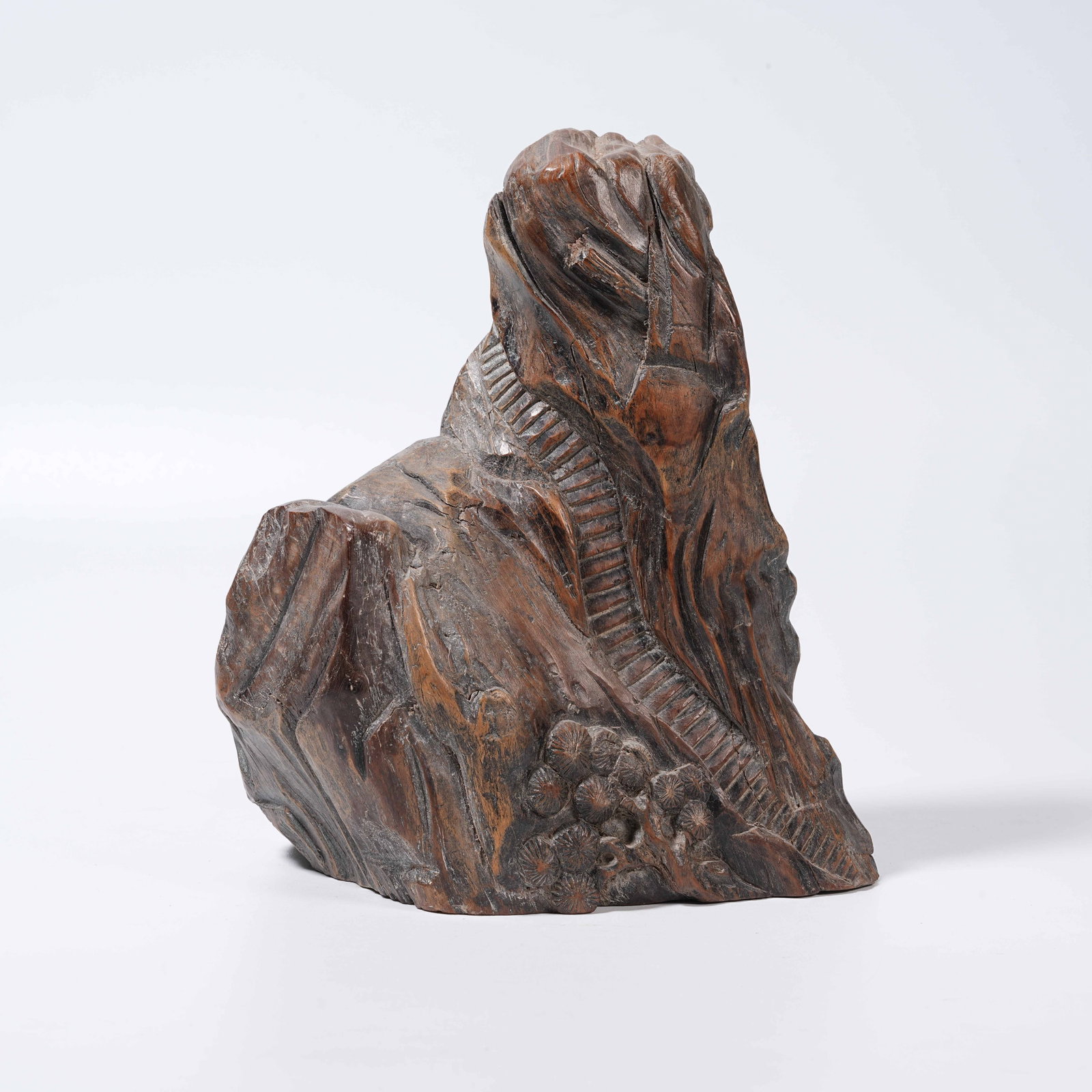 A WOODEN MOUNTAIN ORNAMENT: Wooden Mountain Ornament