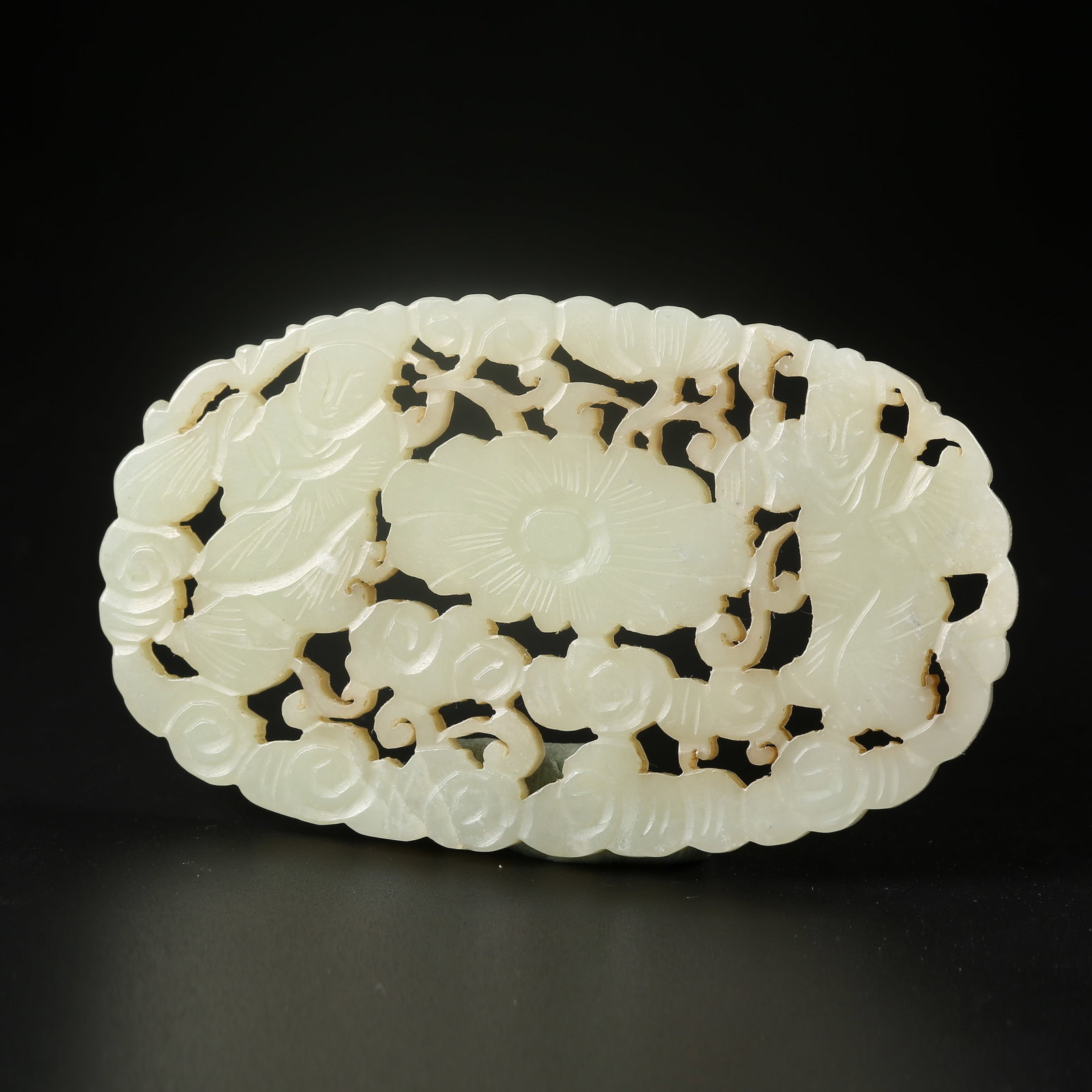 A HETIAN JADE PLAQUE CARVED WITH THE HEHE TWINS MOTIF (1 of 8)