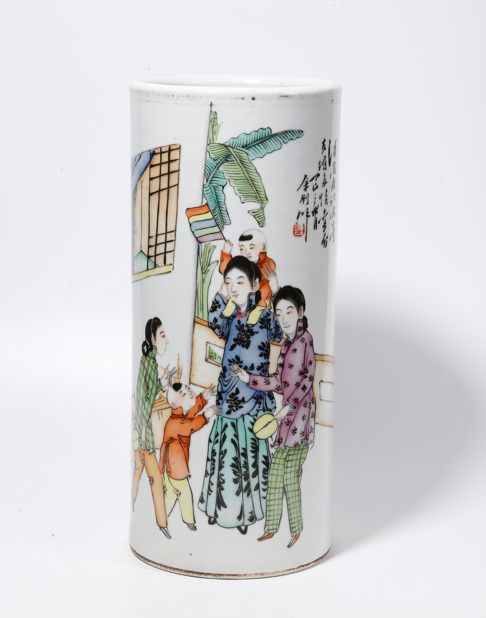 A FAMILLE ROSE HAT STAND WITH FIGURE STORY SCENES (1 of 9)