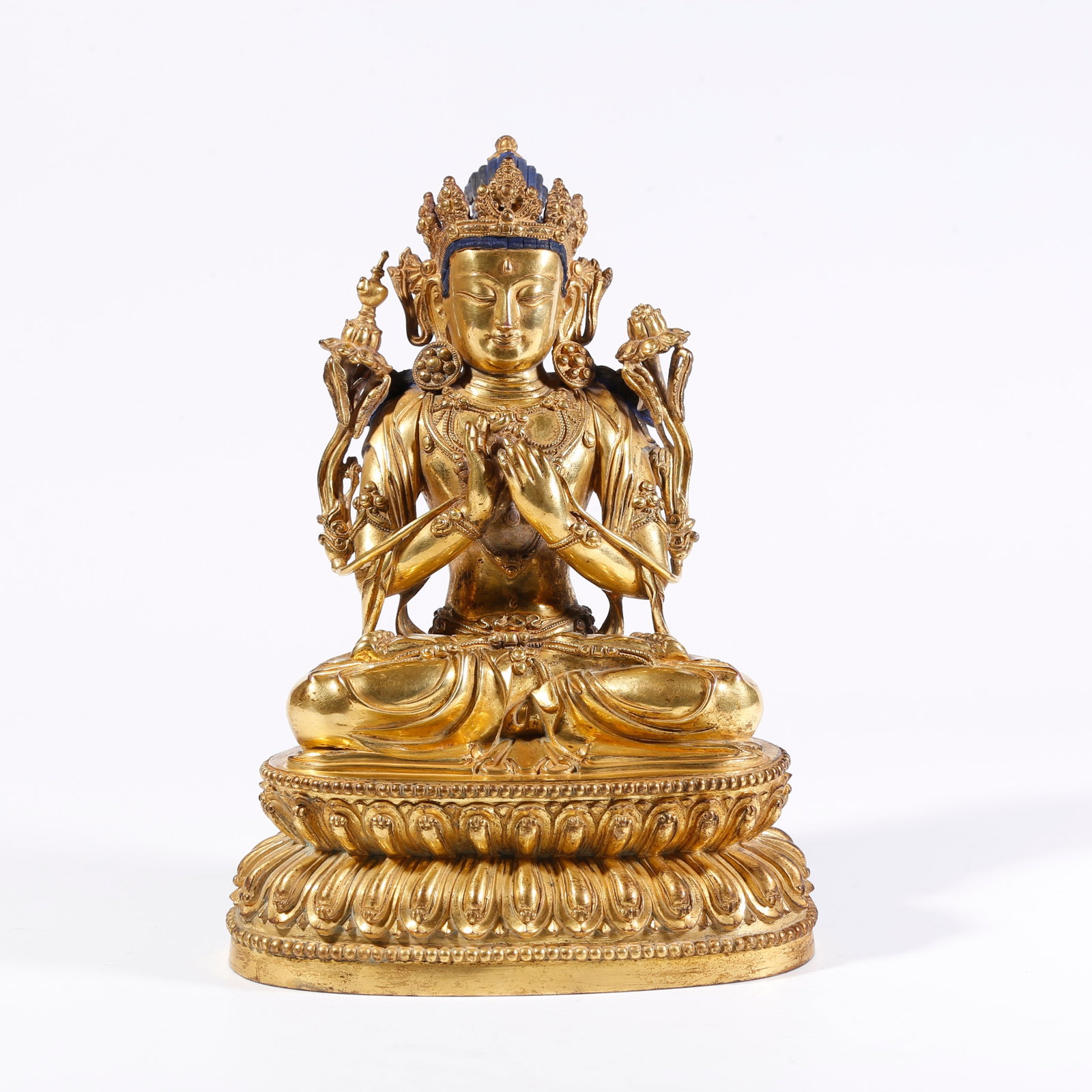 A GILT-BRONZE BODHISATTVA FIGURE: Gilt-Bronze Bodhisattva Figure