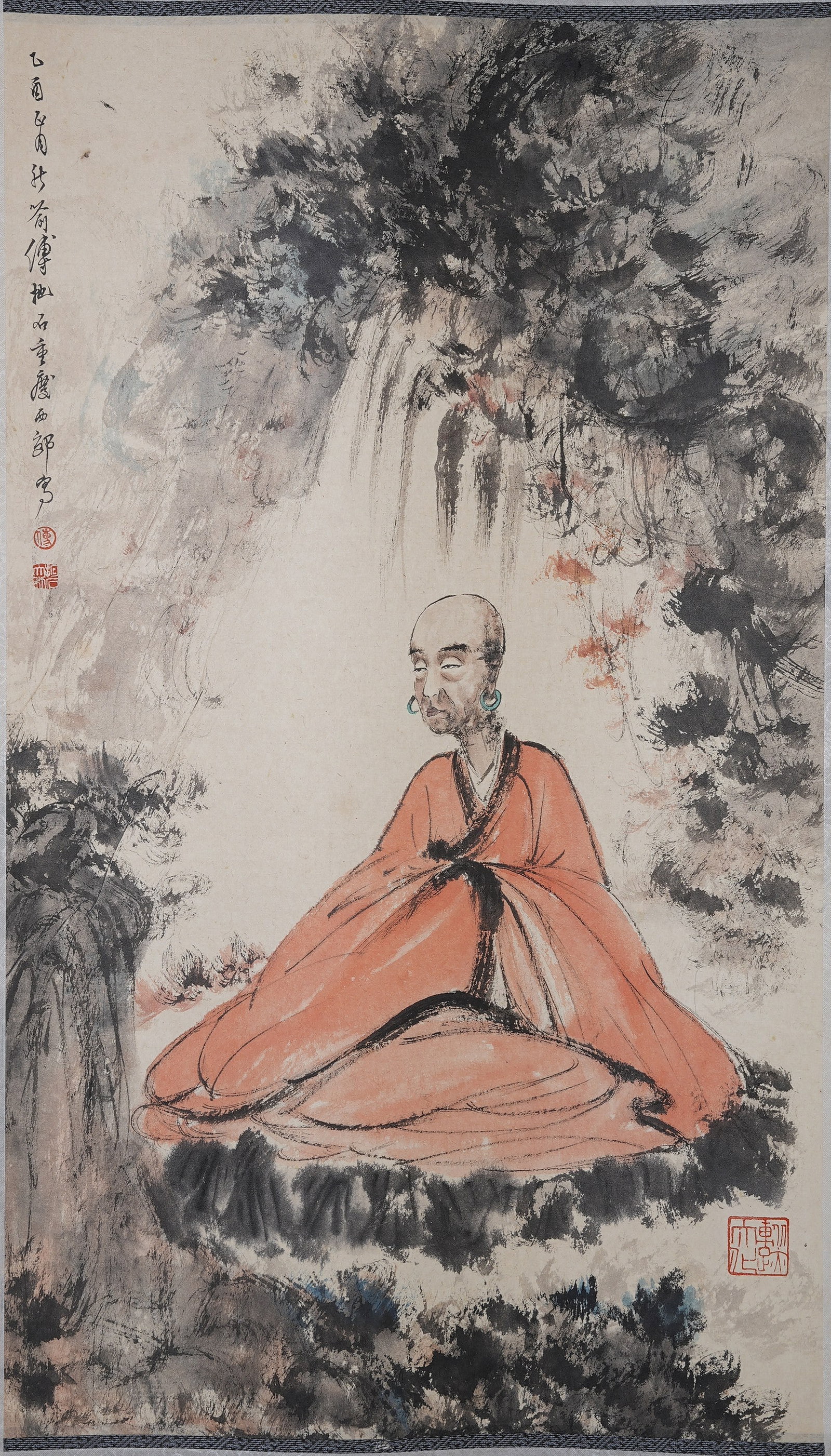 A BODHIDHARMA PAINTING ON PAPER BY FU BAOSHI.傅抱石 (1 of 9)