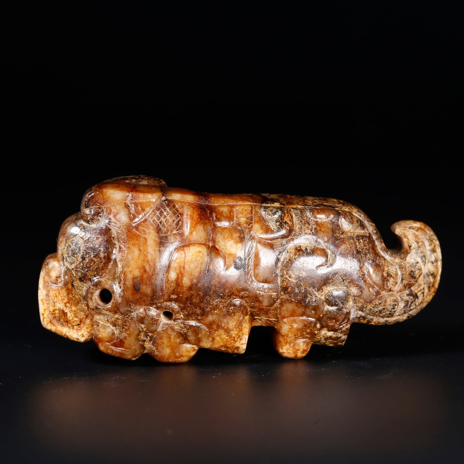 A ANCIENT JADE BEAST PENDANT: Ancient Jade Beast Pendant