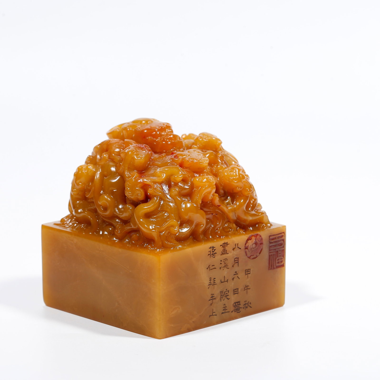 A SHOUSHAN TIANHUANG STONE SEAL CARVED WITH NINE DRAGON PATTERNS (1 of 9)