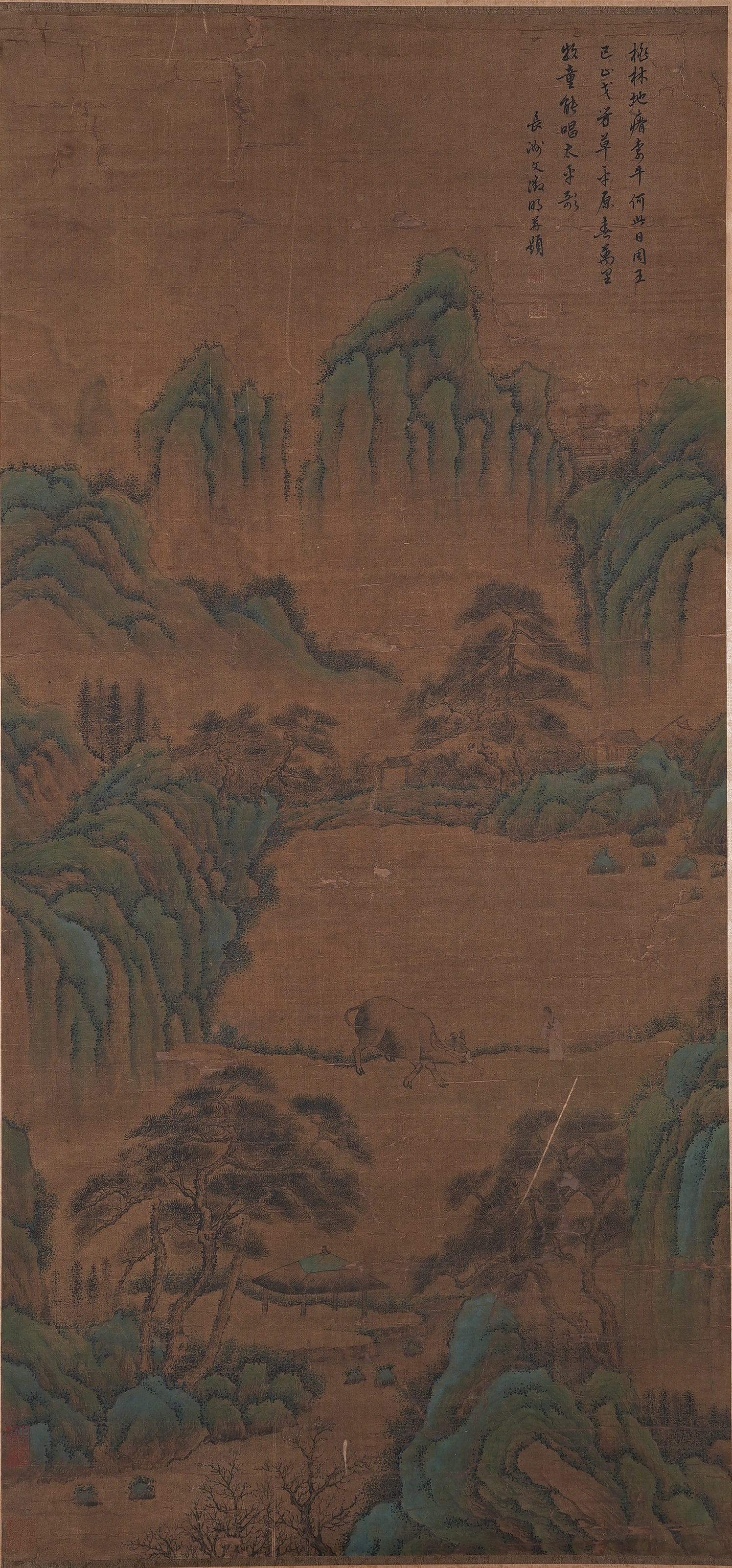 A LANDSCAPE PAINTING ON SILK BY WEN ZHENGMING.文徵明 (1 of 9)