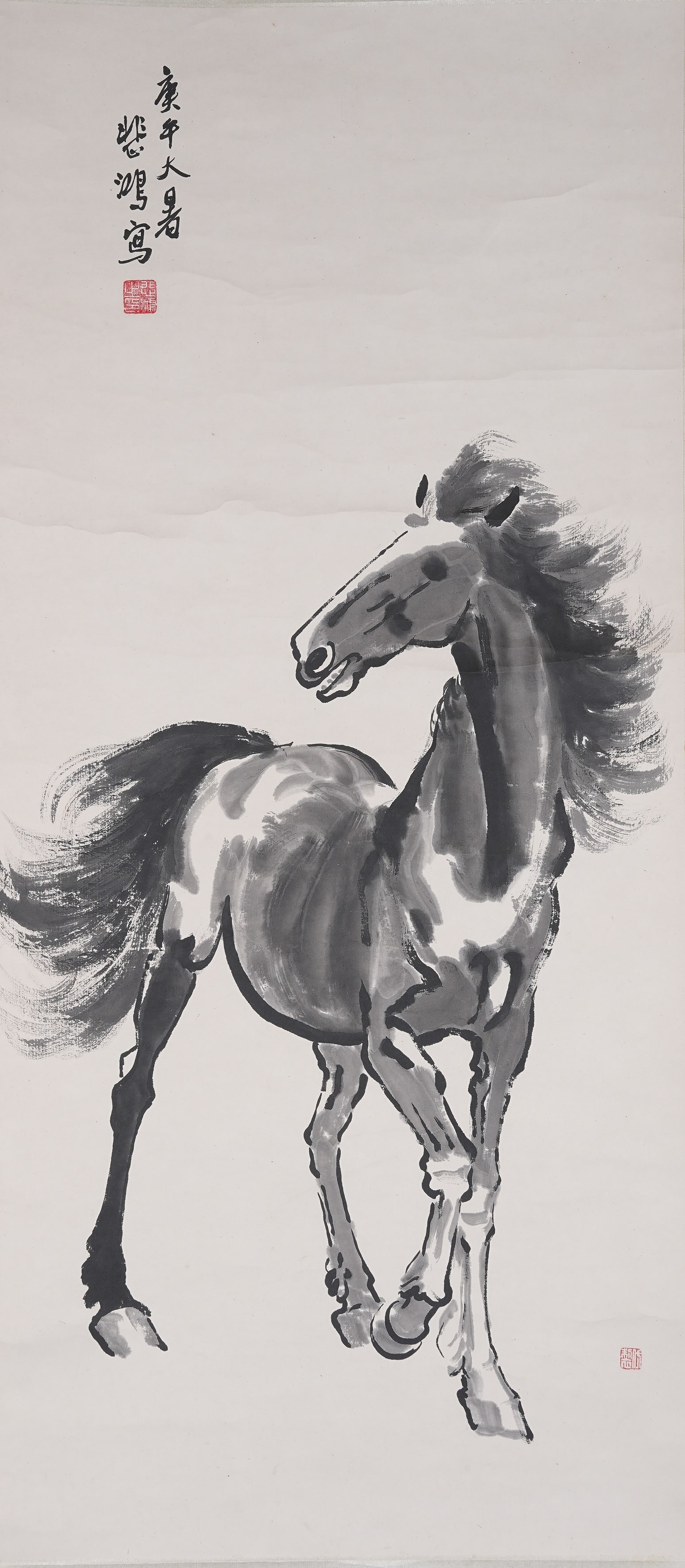 A STEED PAINTING ON PAPER BY XU BEIHONG.徐悲鴻 (1 of 8)