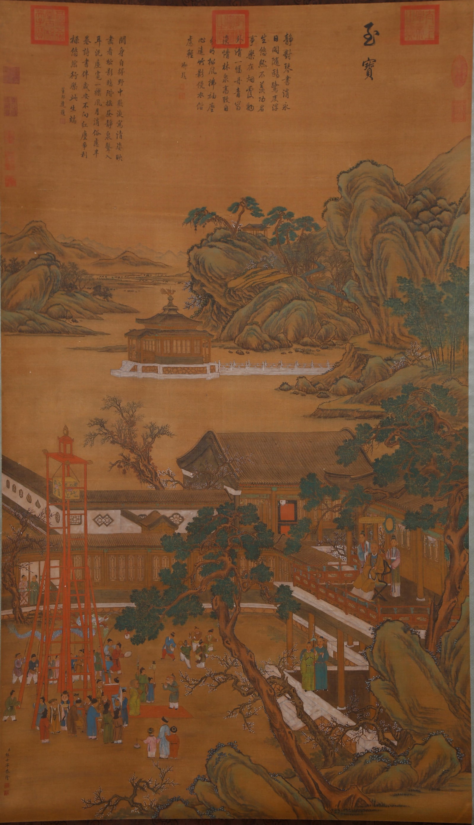 A PAINTING OF EMPEROR QIANLONG AT LEISURE ON SILK BY GIUSEPPE CASTIGLIONE.郎世寧: Painting of Emperor Qianlong at Leisure on Silk by Giuseppe Castiglione.郎世寧