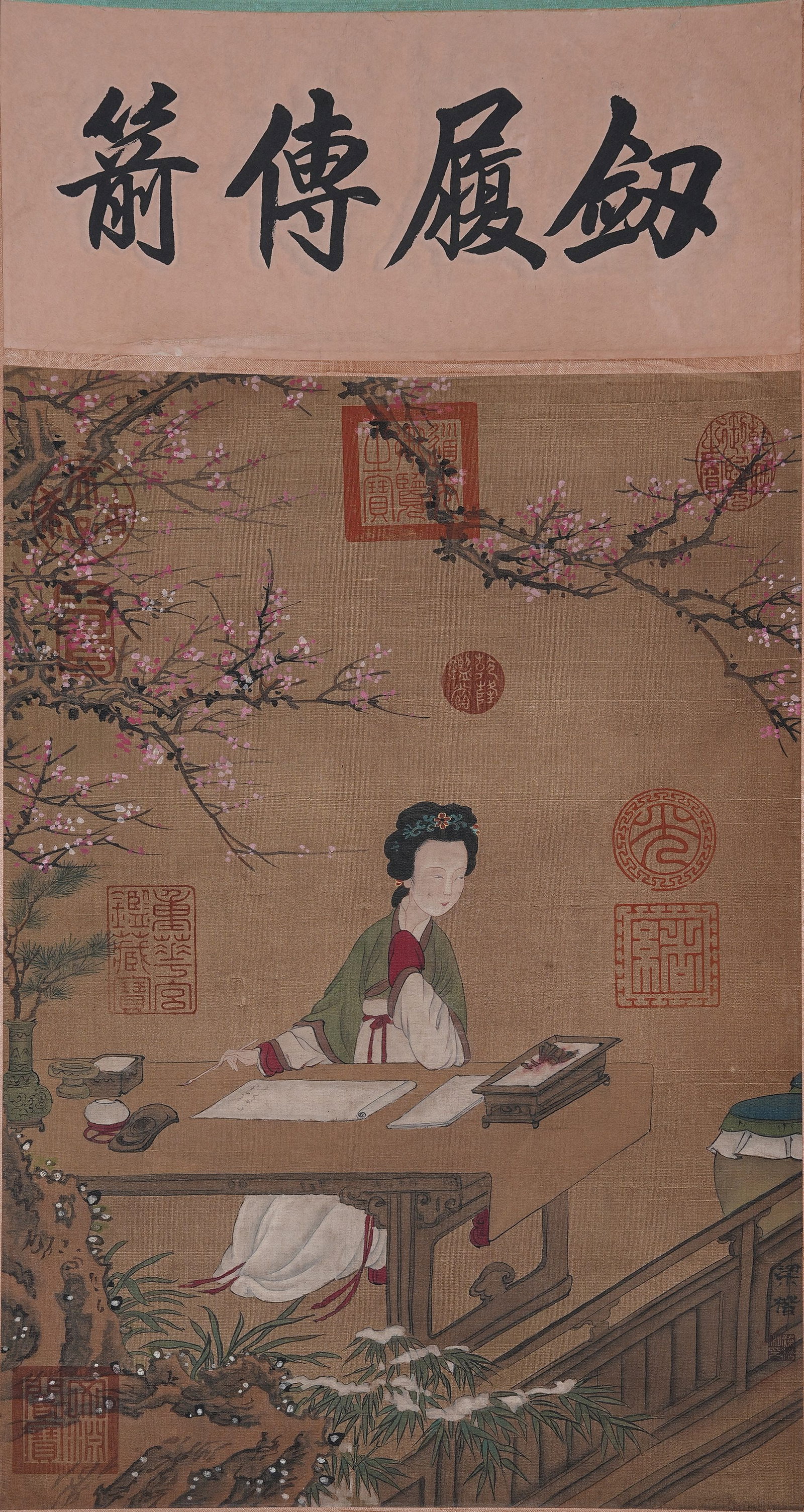 A BEAUTY PAINTING ON SILK BY LIANG KAI.梁楷: Beauty Painting on Silk by Liang Kai.梁楷