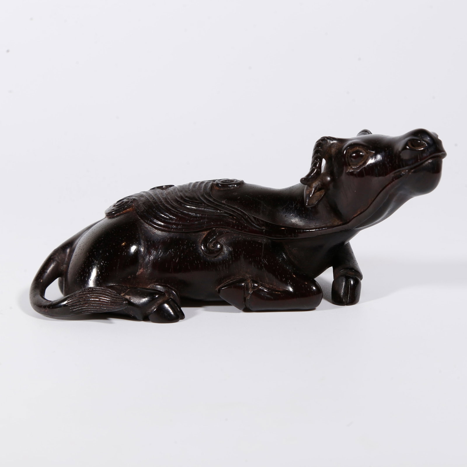 A RED SANDALWOOD CARVED CATTLE-HERDING ORNAMENT (1 of 10)