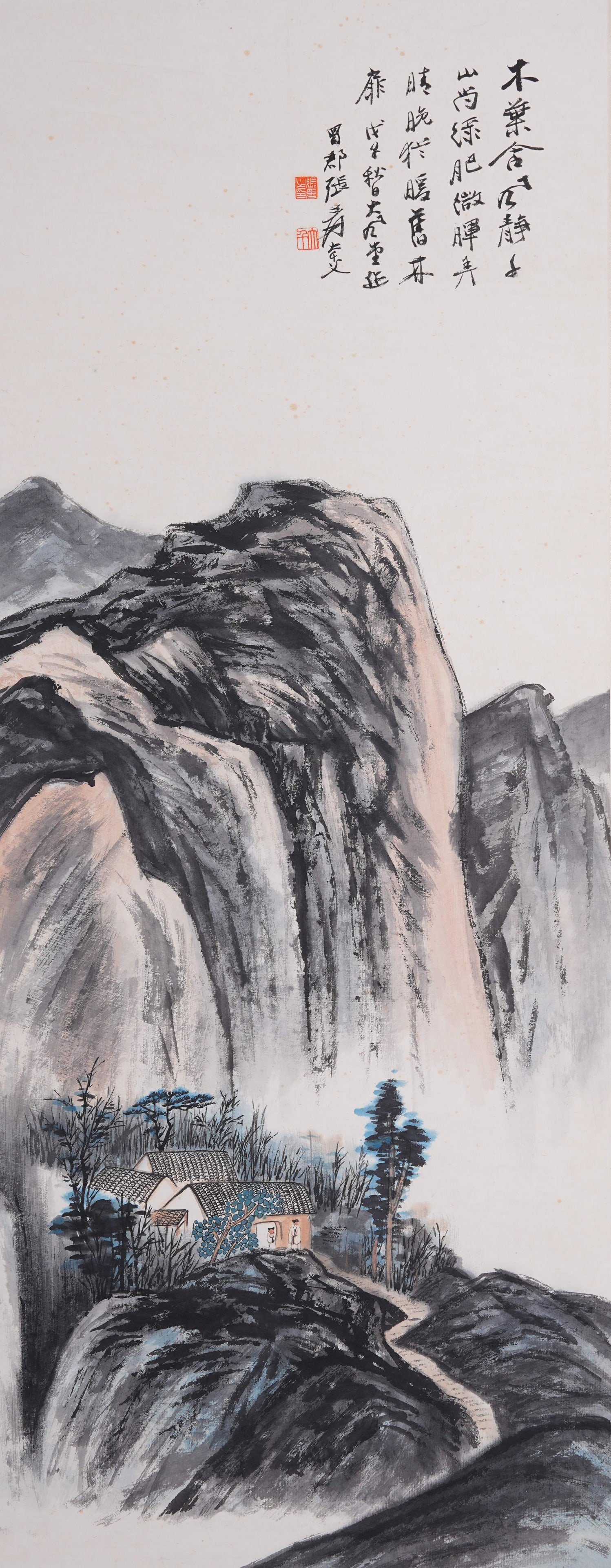 A LANDSCAPE PAINTING ON PAPER BY ZHANG DAQIAN.張大千: Landscape Painting on Paper by Zhang Daqian.張大千