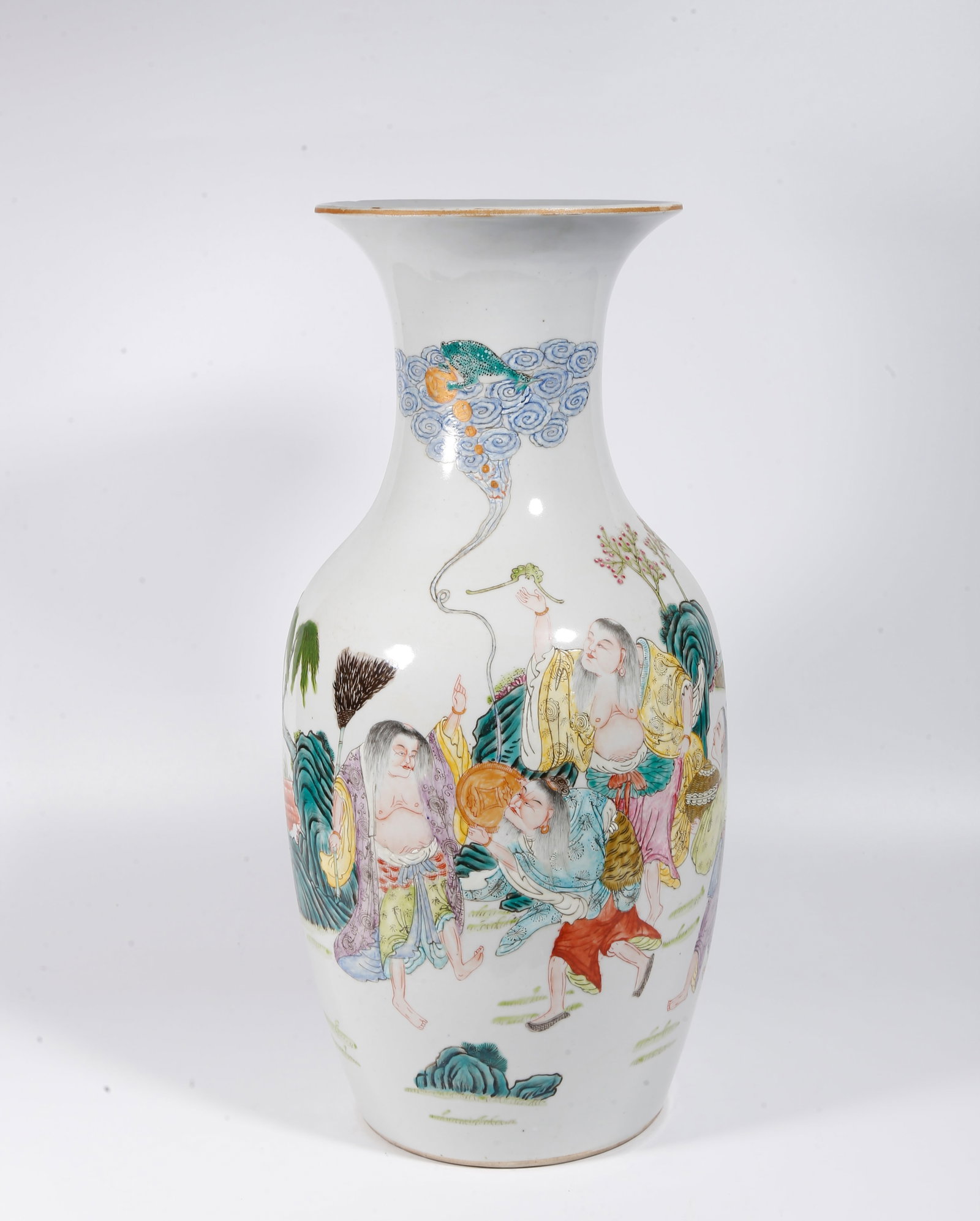 A FAMILLE ROSE APPRECIATION VASE WITH FIGURE MOTIFS (1 of 9)