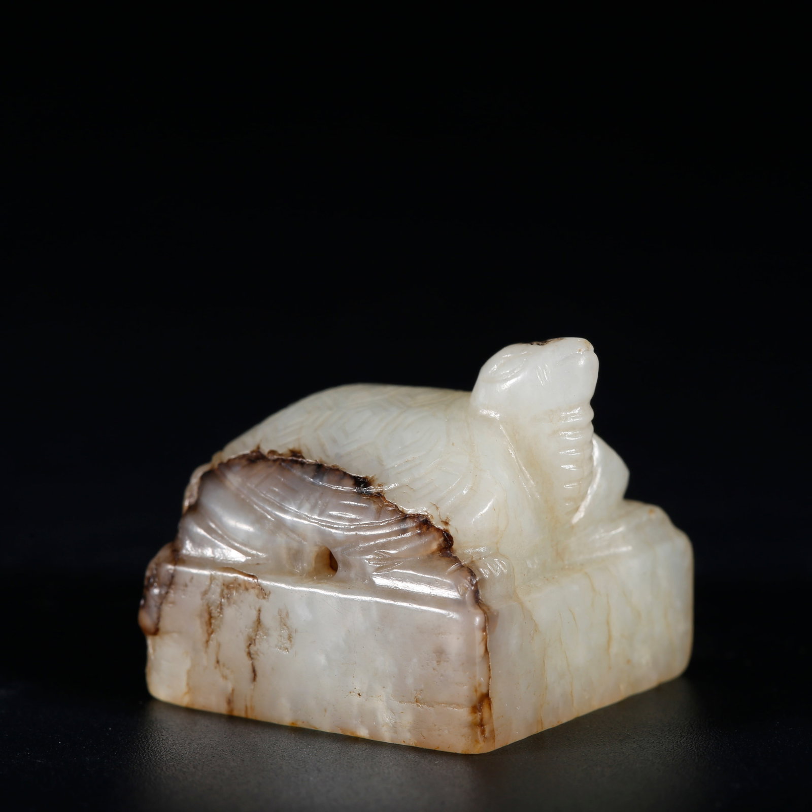 A HETIAN JADE SEAL WITH TORTOISE KNOB (1 of 8)