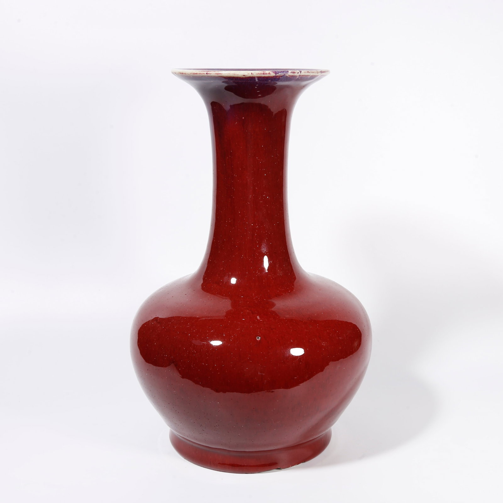 A FLAMBE GLAZE WIDE MOUTH VASE (1 of 10)