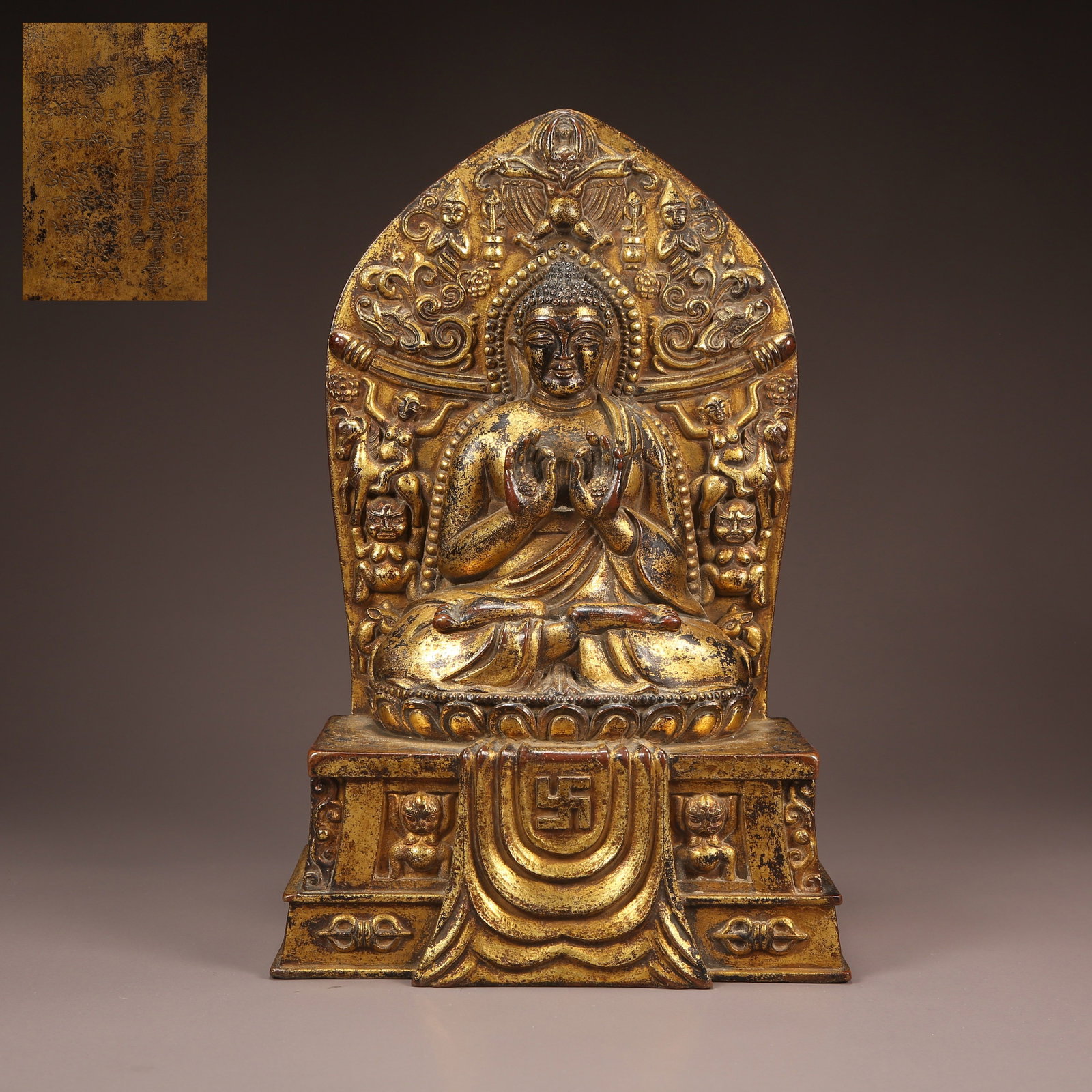 A GILT BRONZE FIGHTING VICTORY BUDDHA (BUDDHA OF COMBAT) STATUE (1 of 9)