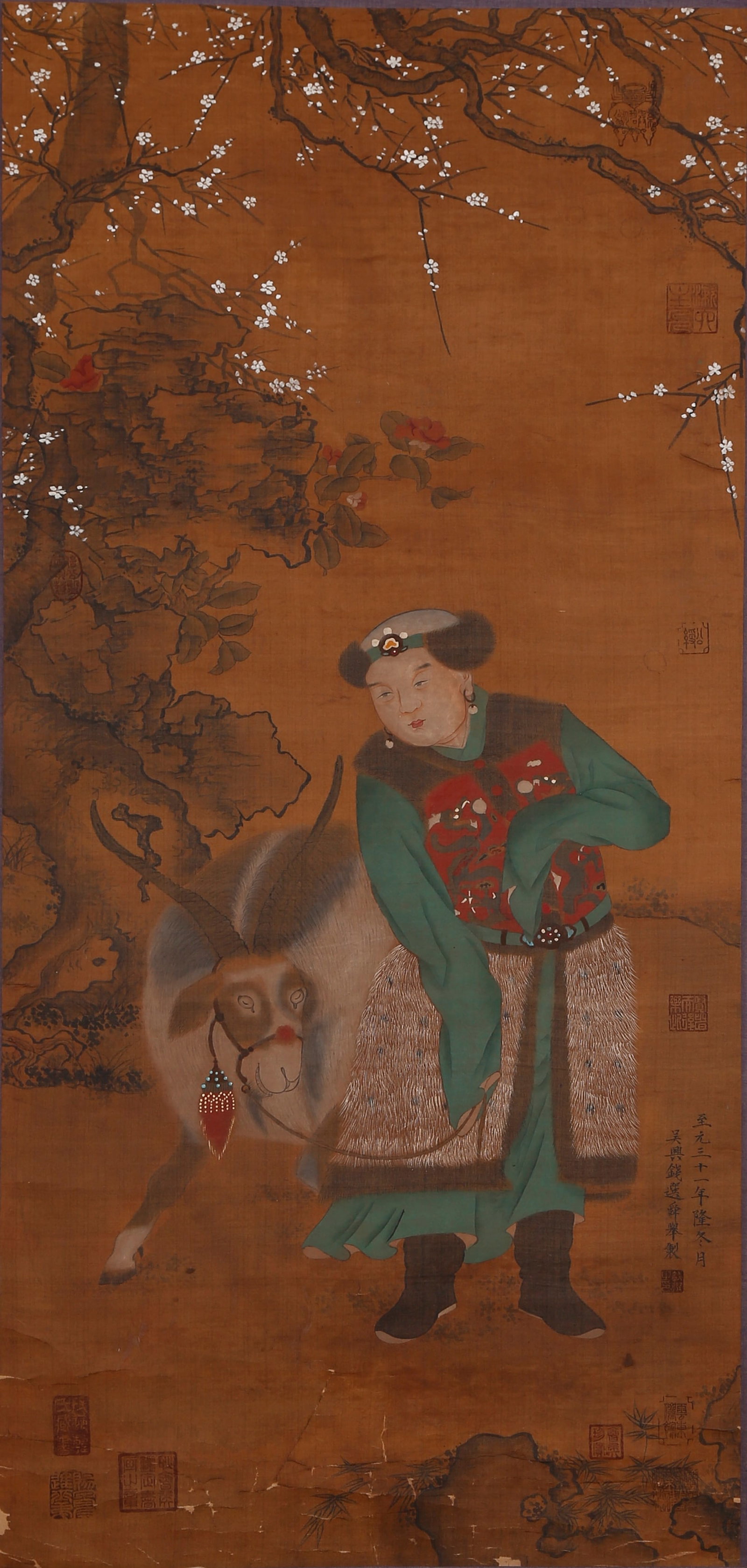 A FIGURE PAINTING ON SILK BY QIAN JIN.錢進: Figure Painting on Silk by Qian Jin.錢進