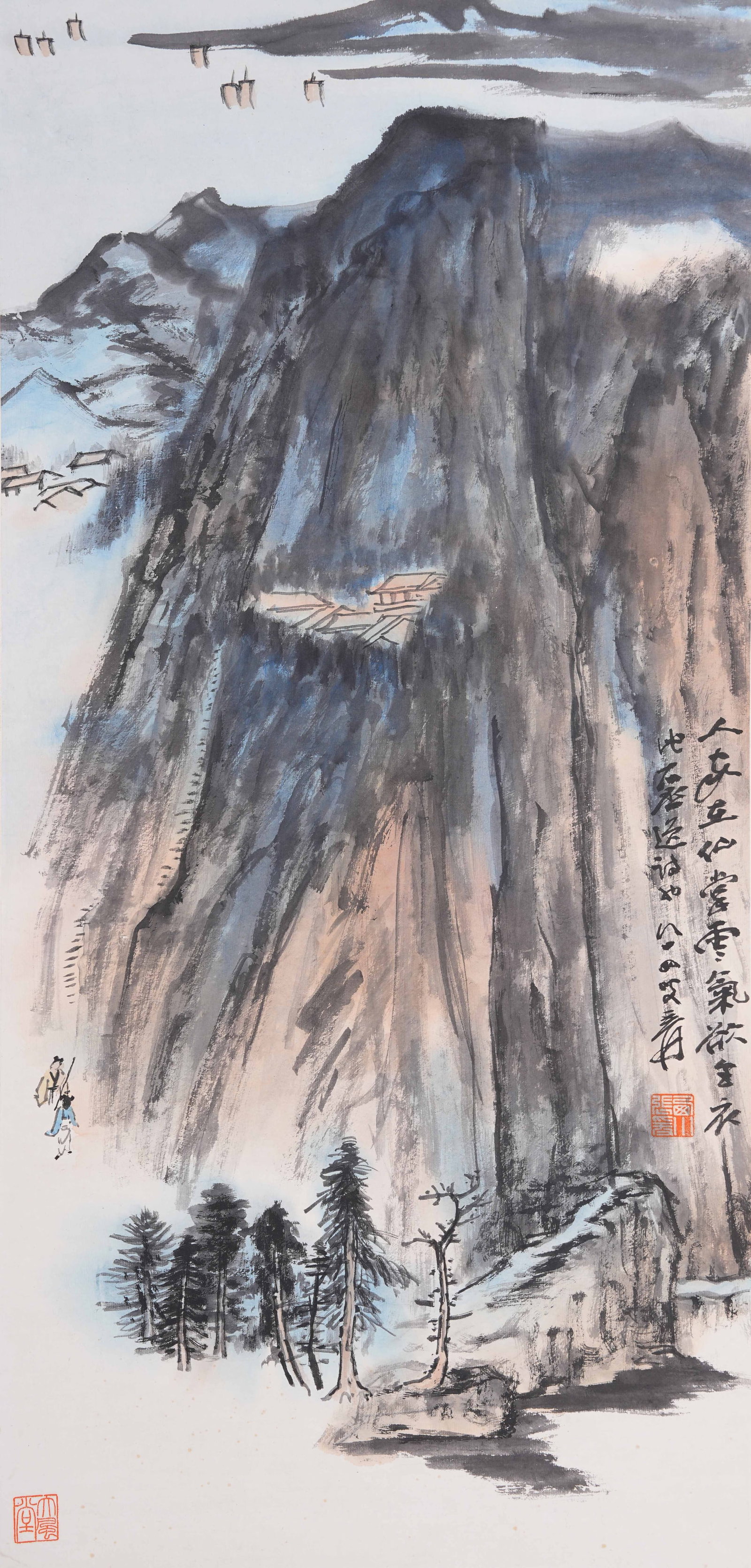 A LANDSCAPE PAINTING ON PAPER BY ZHANG DAQIAN.張大千
