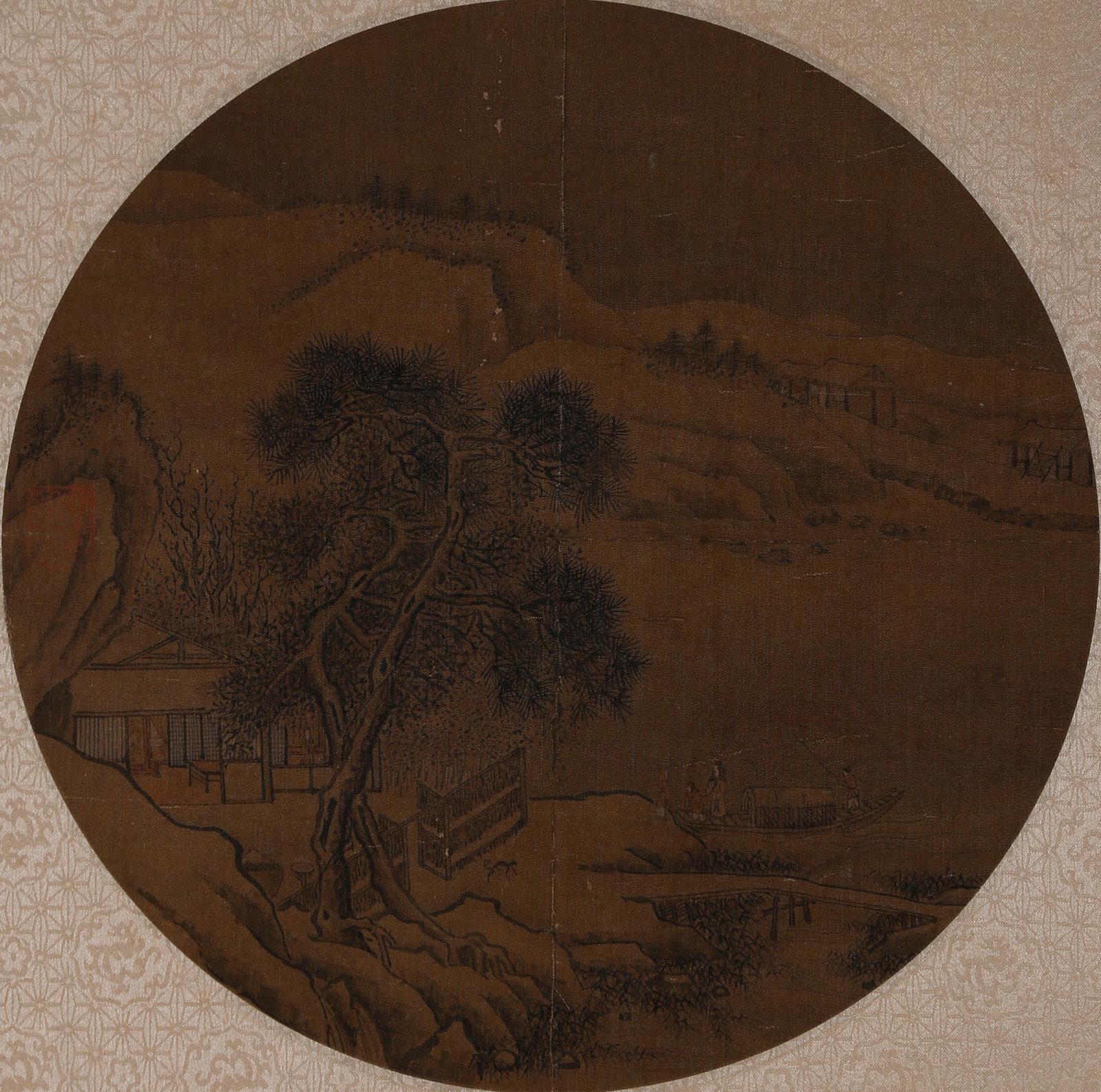 A UNMOUNTED LANDSCAPE PAINTING ON SILK BY ANONYMOUS. (1 of 9)