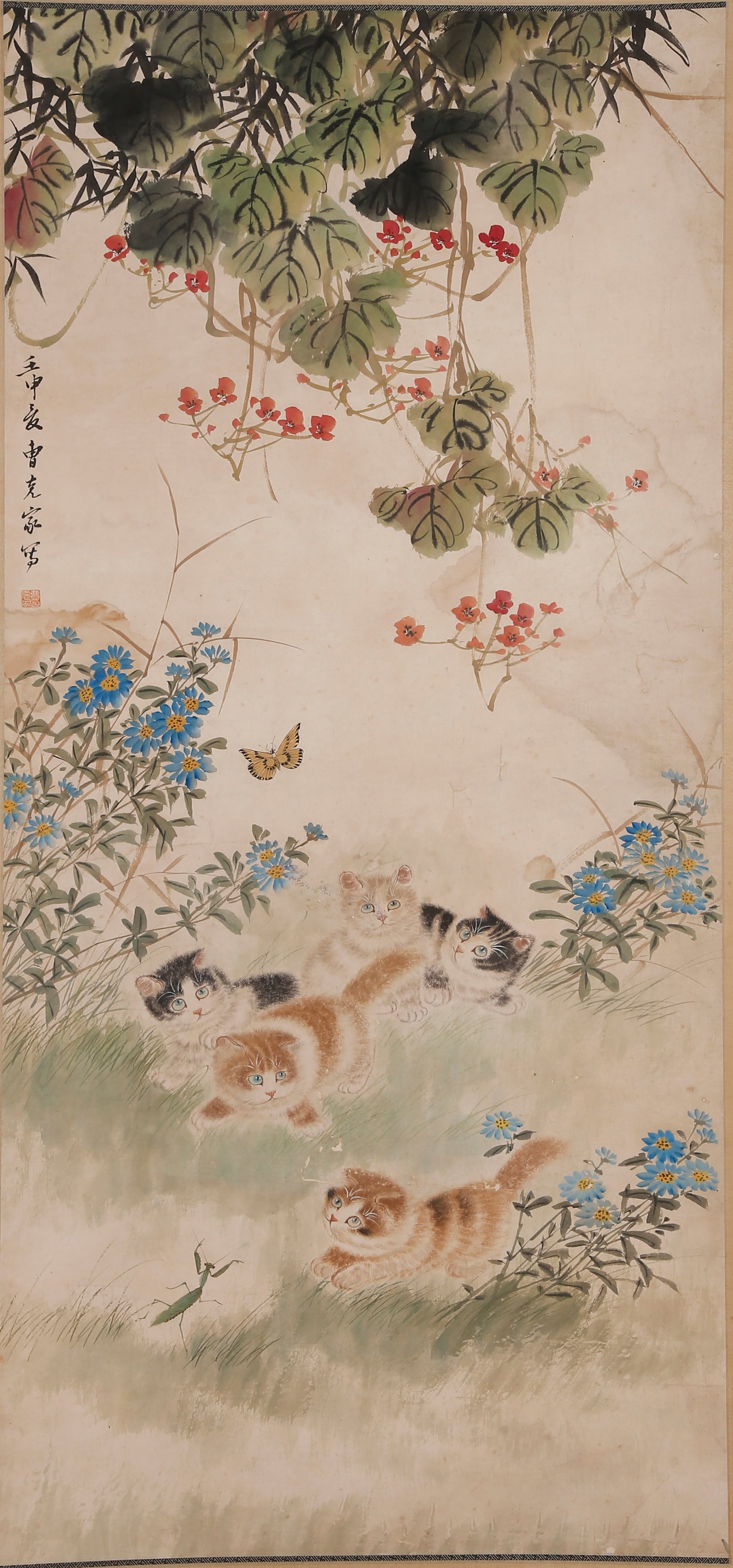 A LONGEVITY PAINTING ON PAPER BY CAO KEJIA.曹克家 (1 of 9)