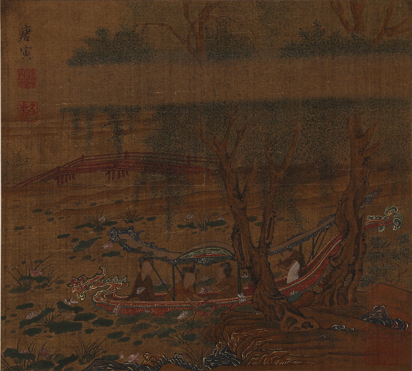 A FIGURE PAINTING ON SILK UNMOUNTED BY TANG YIN.唐寅 (1 of 8)