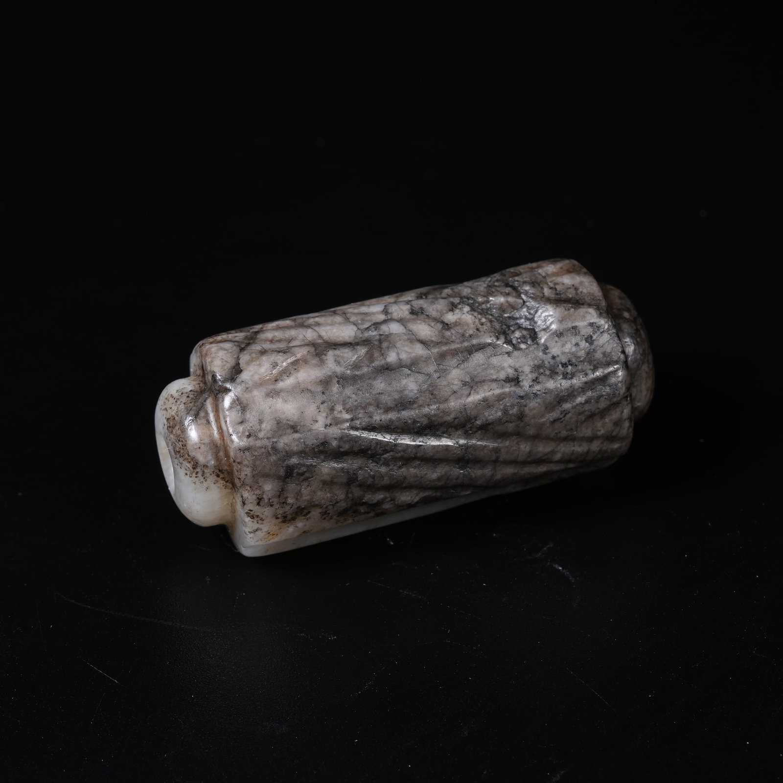 A ANCIENT JADE TUBE PENDANT: Ancient Jade Tube Pendant