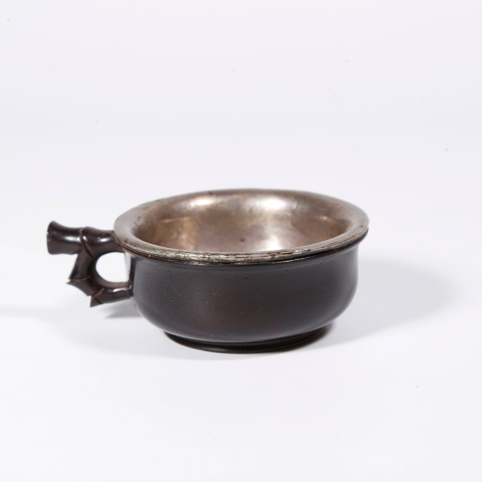 A SILVER-WRAPPED RED SANDALWOOD CUP: Silver-wrapped Red Sandalwood Cup