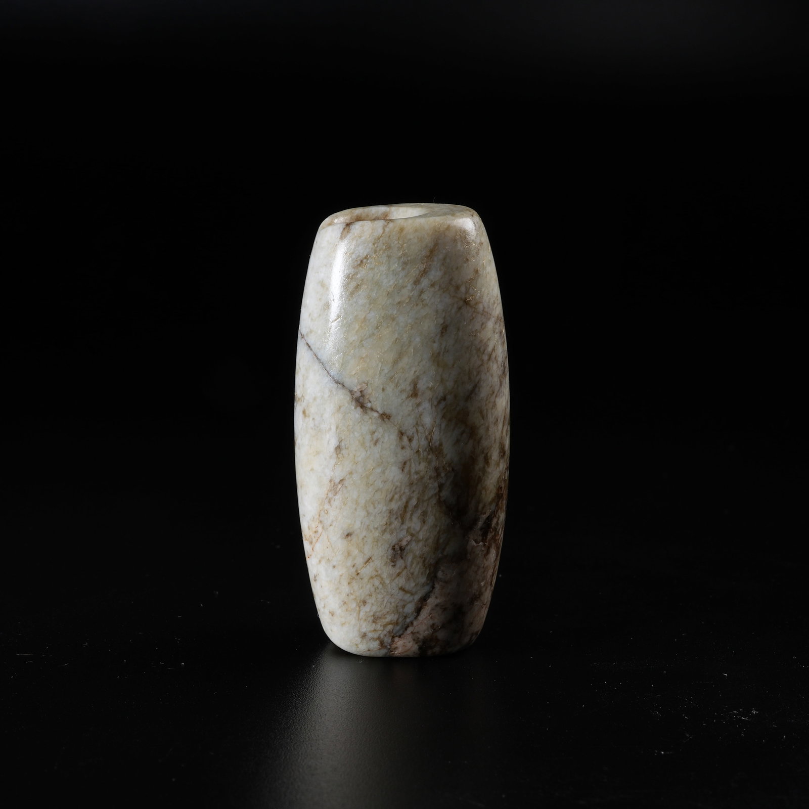 A ANCIENT JADE TUBE PENDANT: Ancient Jade Tube Pendant