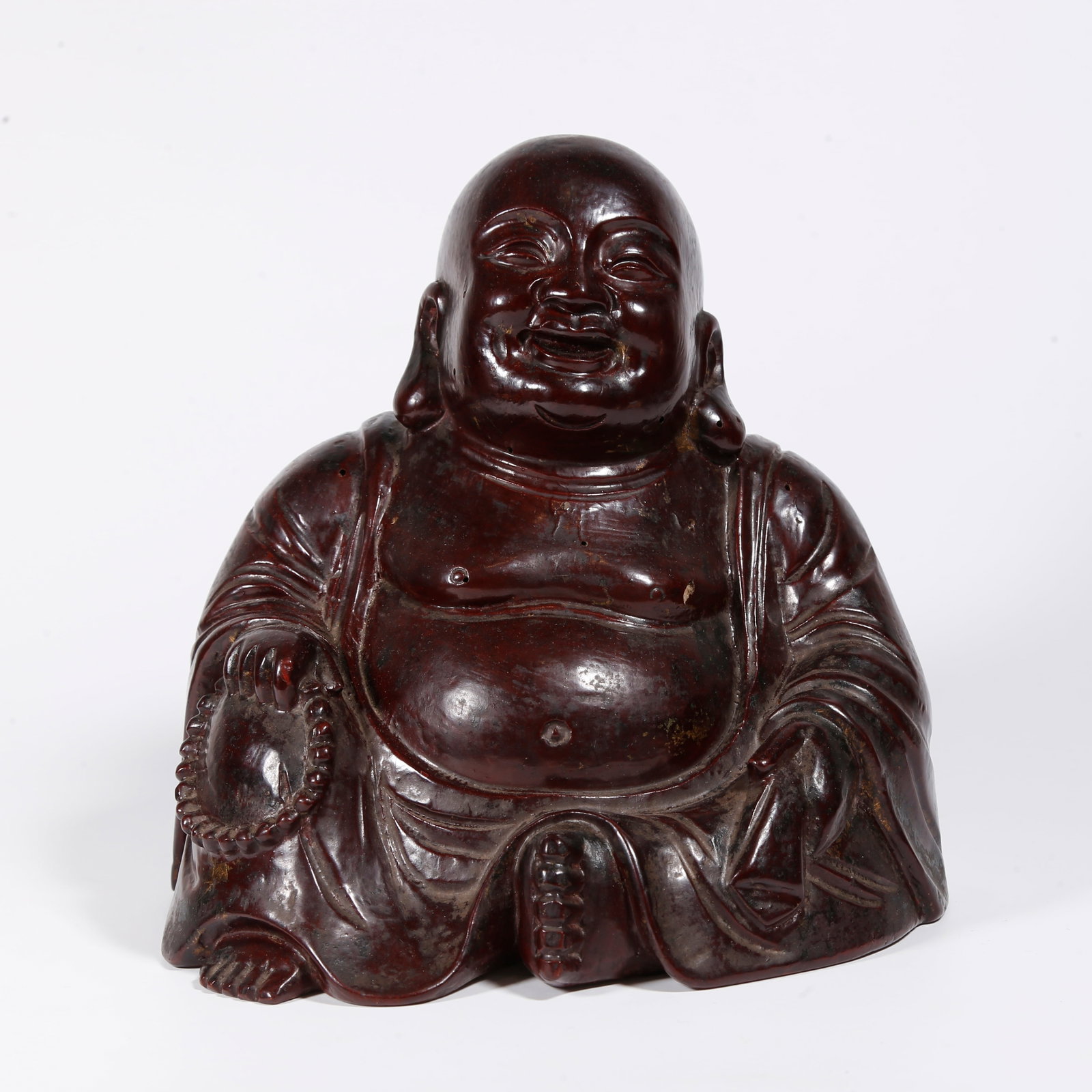 A BAMBOO ROOT CARVED MAITREYA STATUE (1 of 9)