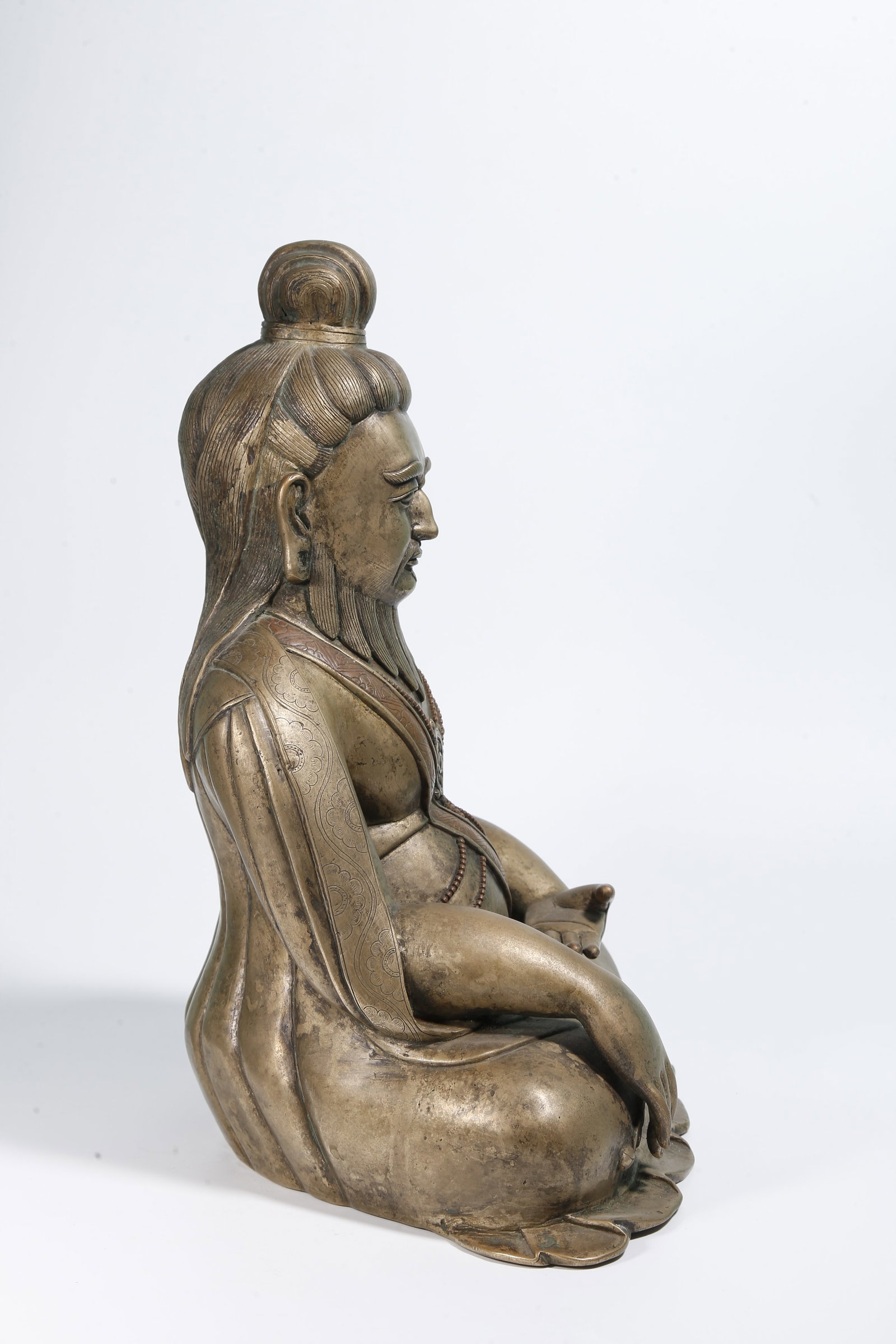 A BRONZE HUMAN FIGURE STATUE - 8