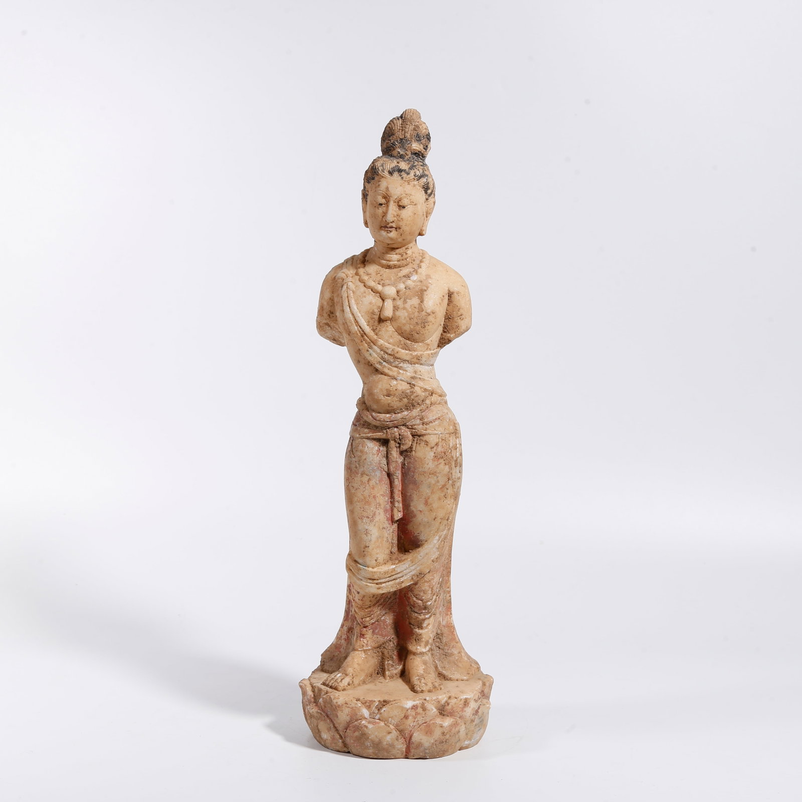 A WHITE MARBLE BUDDHA STATUE (1 of 9)