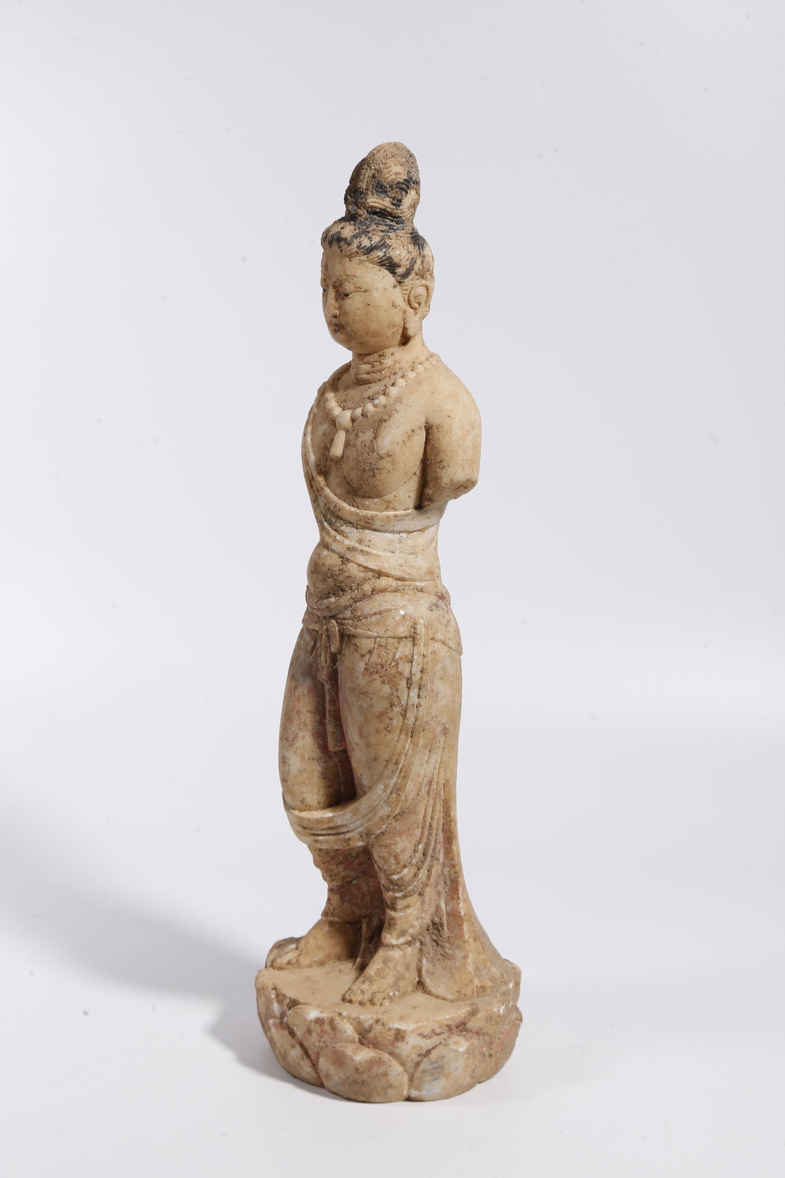 A WHITE MARBLE BUDDHA STATUE - 4